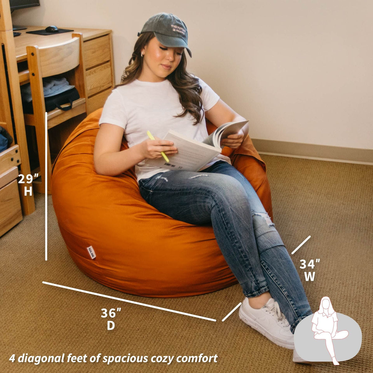 Fuf® 4Ft Foam Bean Bag