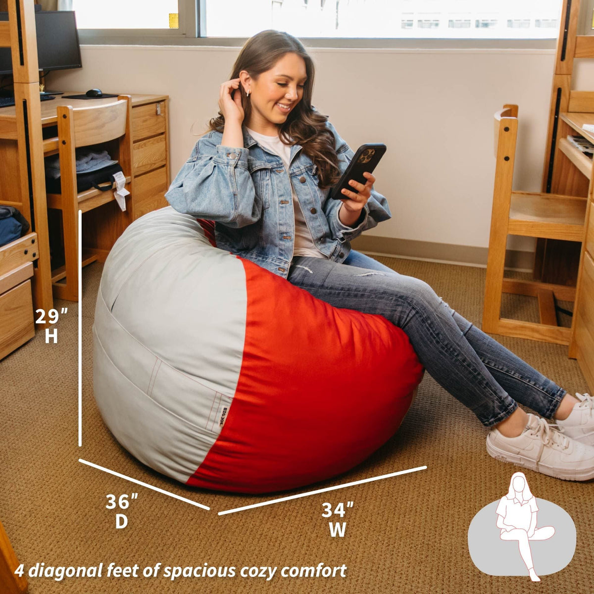 Fuf® 4Ft Foam Bean Bag