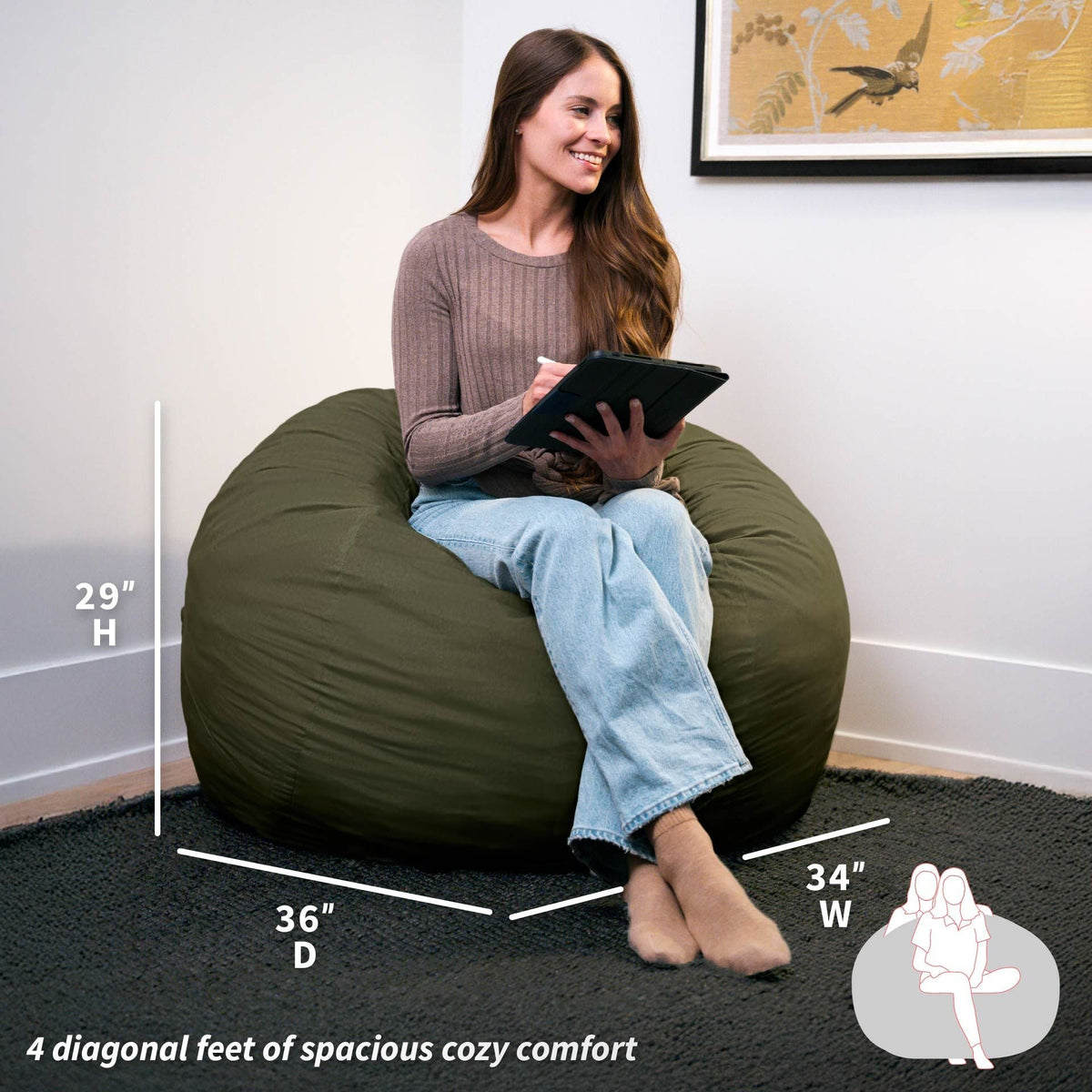 Fuf® 4Ft Foam Bean Bag