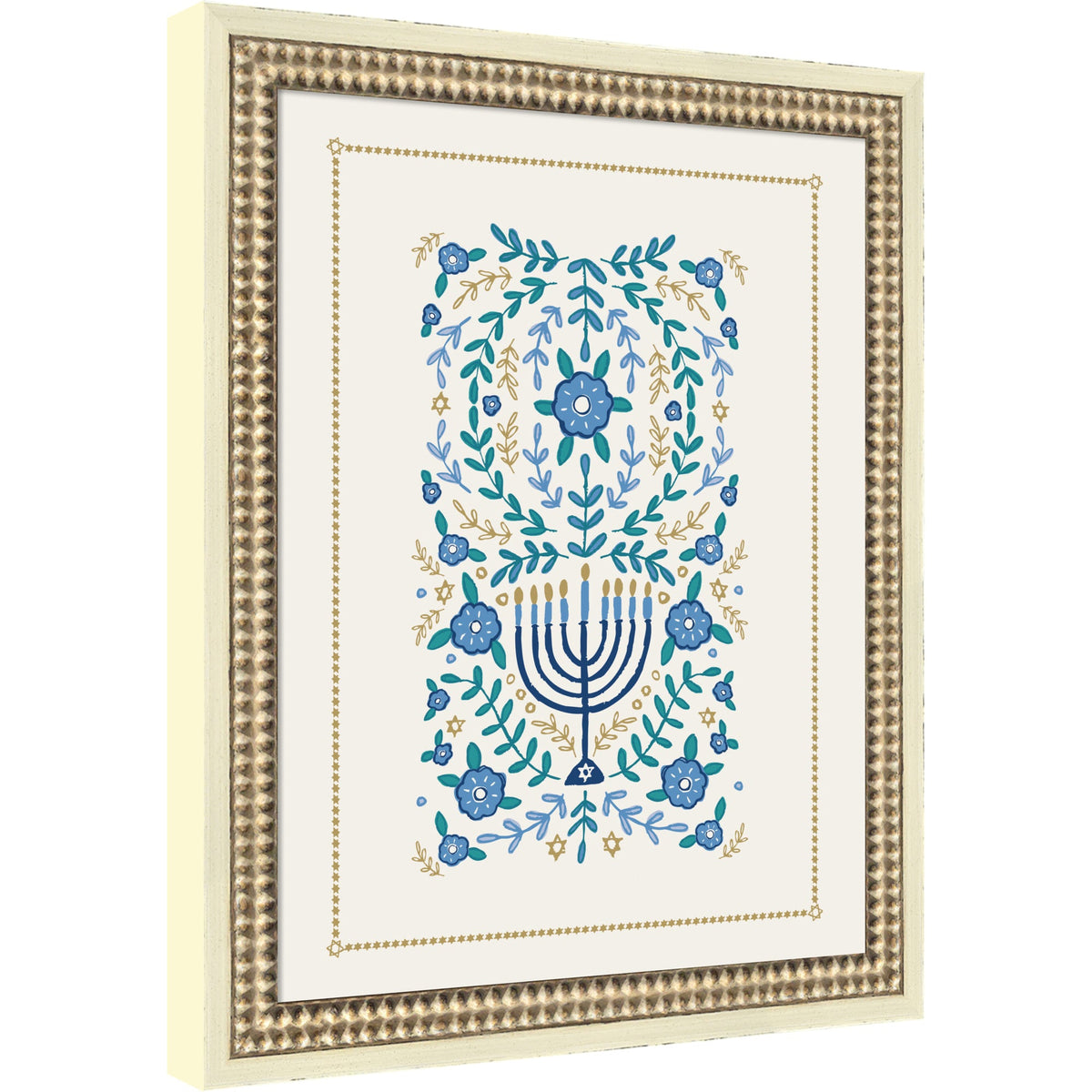 VYD Hanukkah Garden by Vicky Yorke Framed Mounted Canvas Wall Art Print