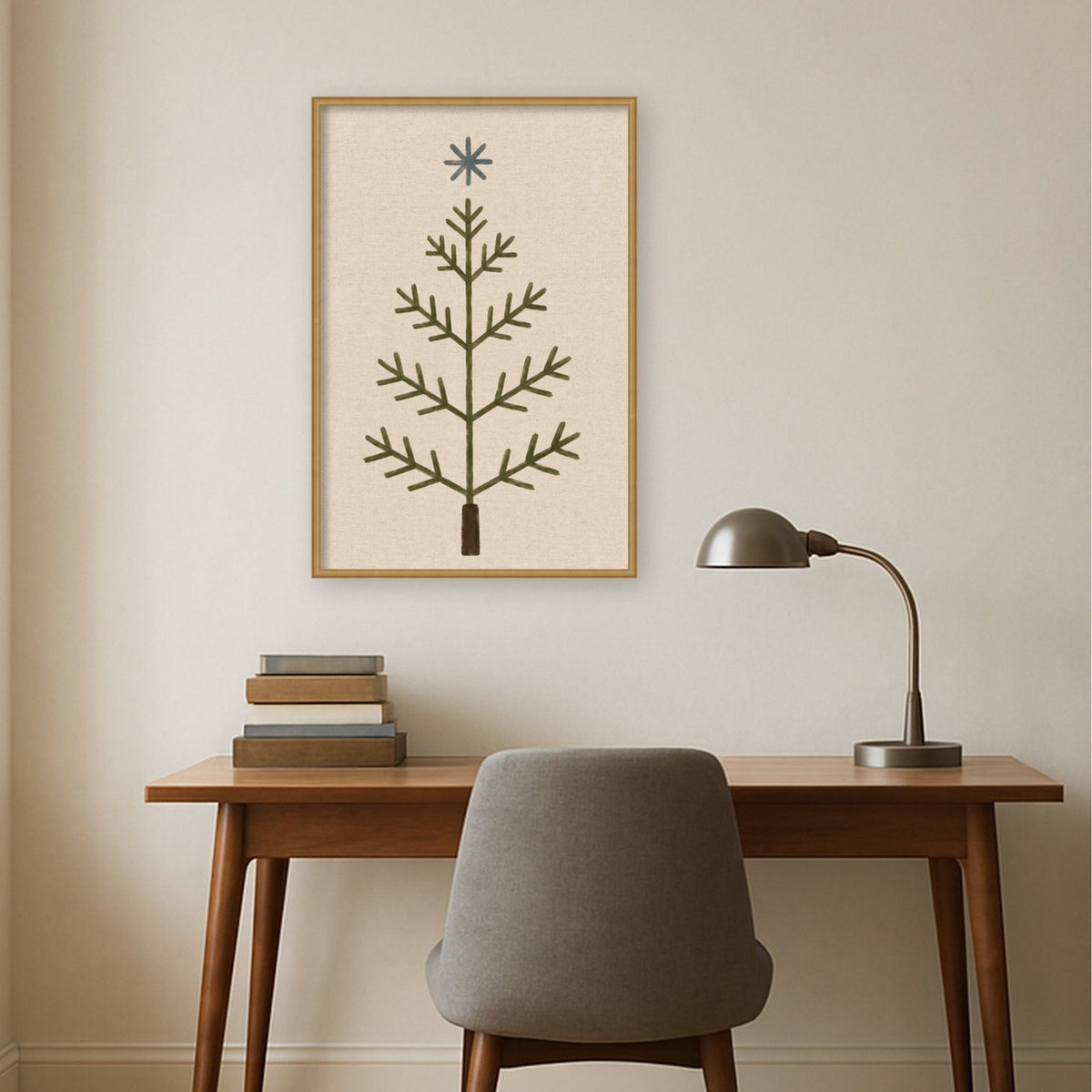 Framed Fabric Magnetic Board Scandi Tree Linen Wall Organization