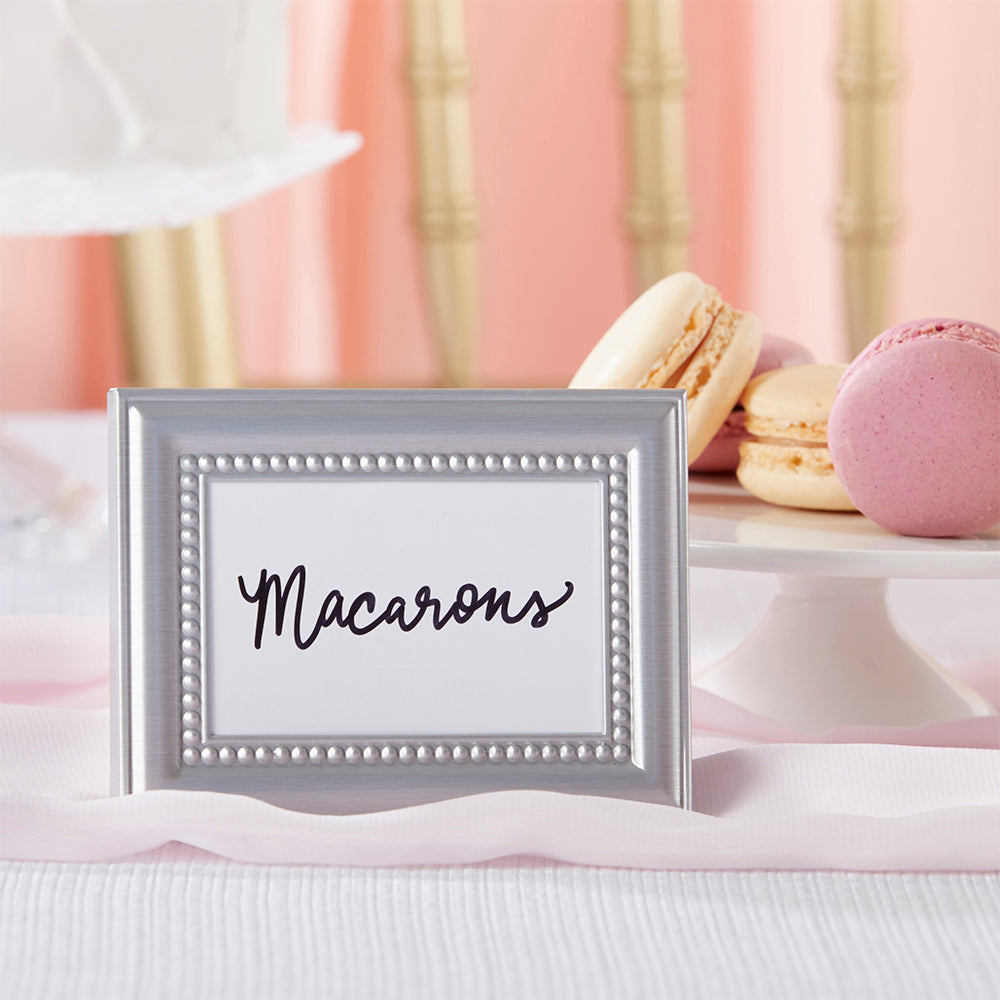 Beautifully Beaded Silver Place Card/Photo Holder (Set of 6)