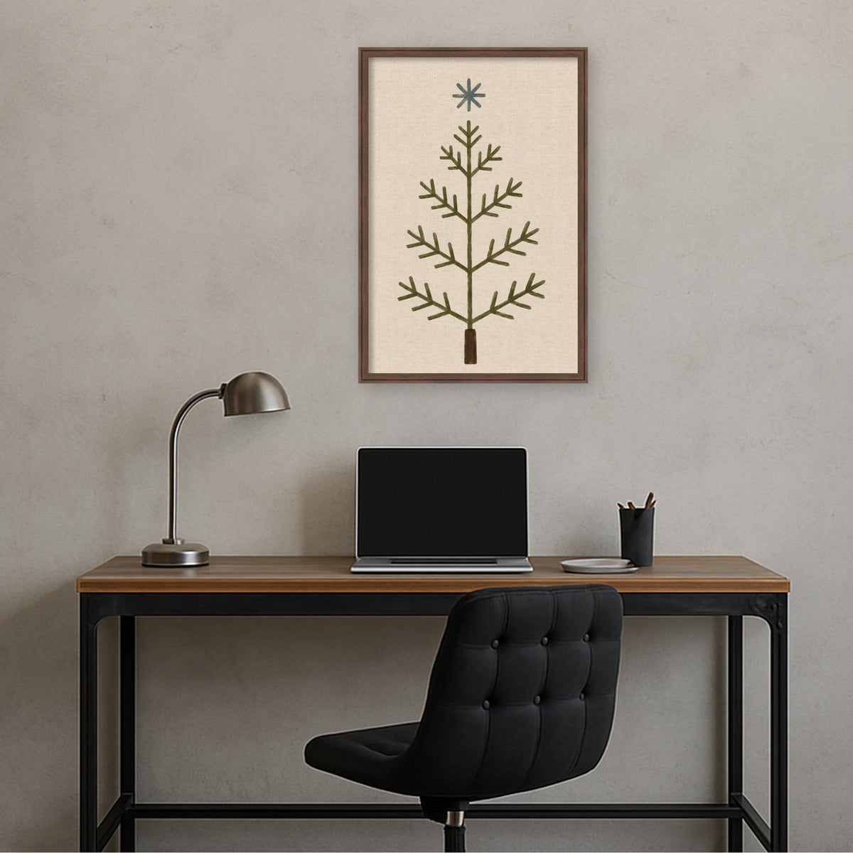 Framed Fabric Magnetic Board Scandi Tree Linen Wall Organization