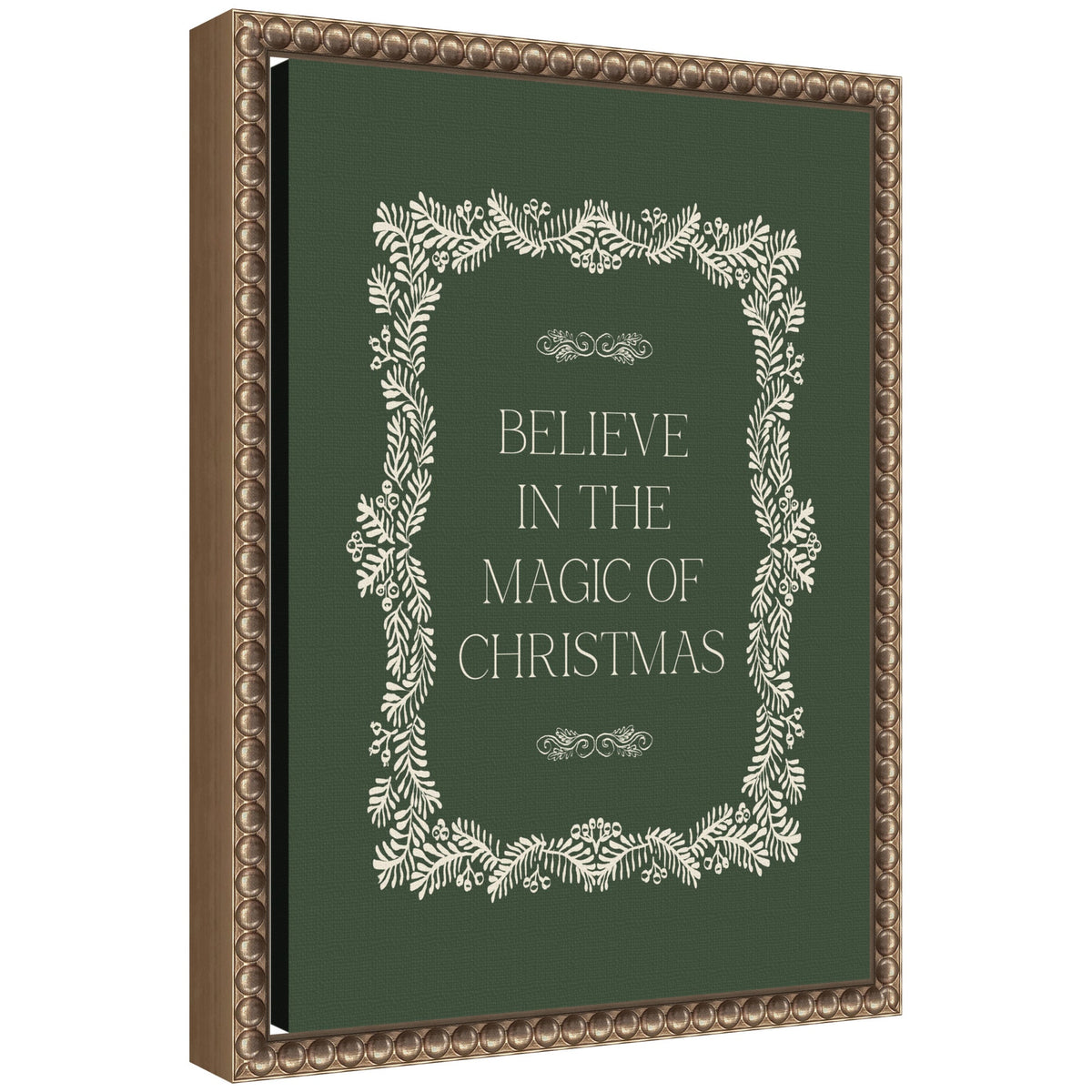 Christmas Magic Green by Kikiandnim Framed Canvas Wall Art Print