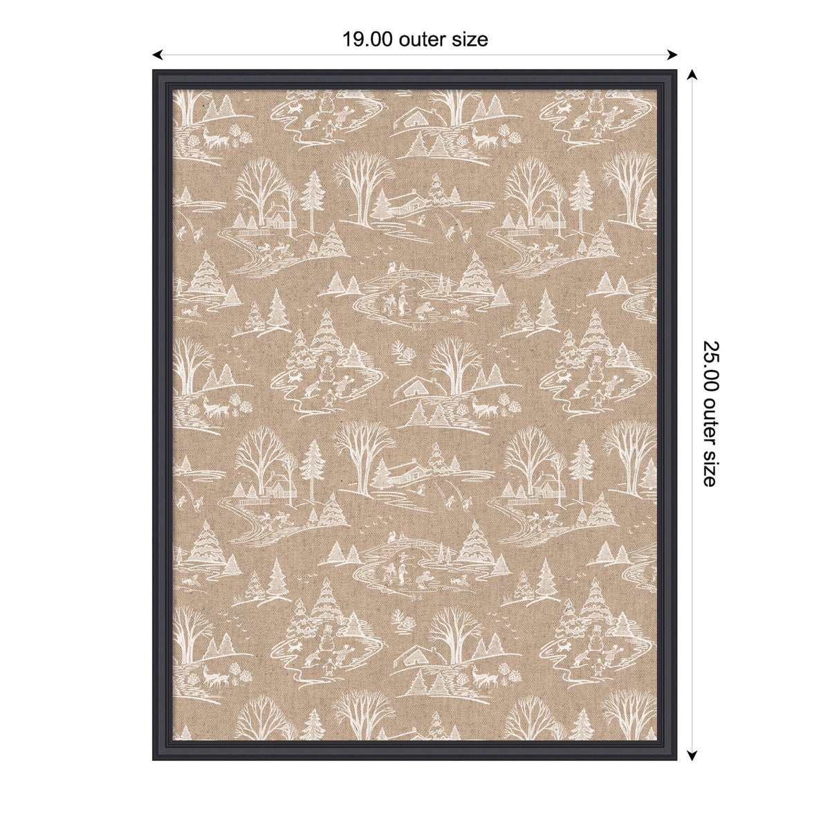 Framed Fabric Magnetic Board Wonderland White Toile Wall Organization