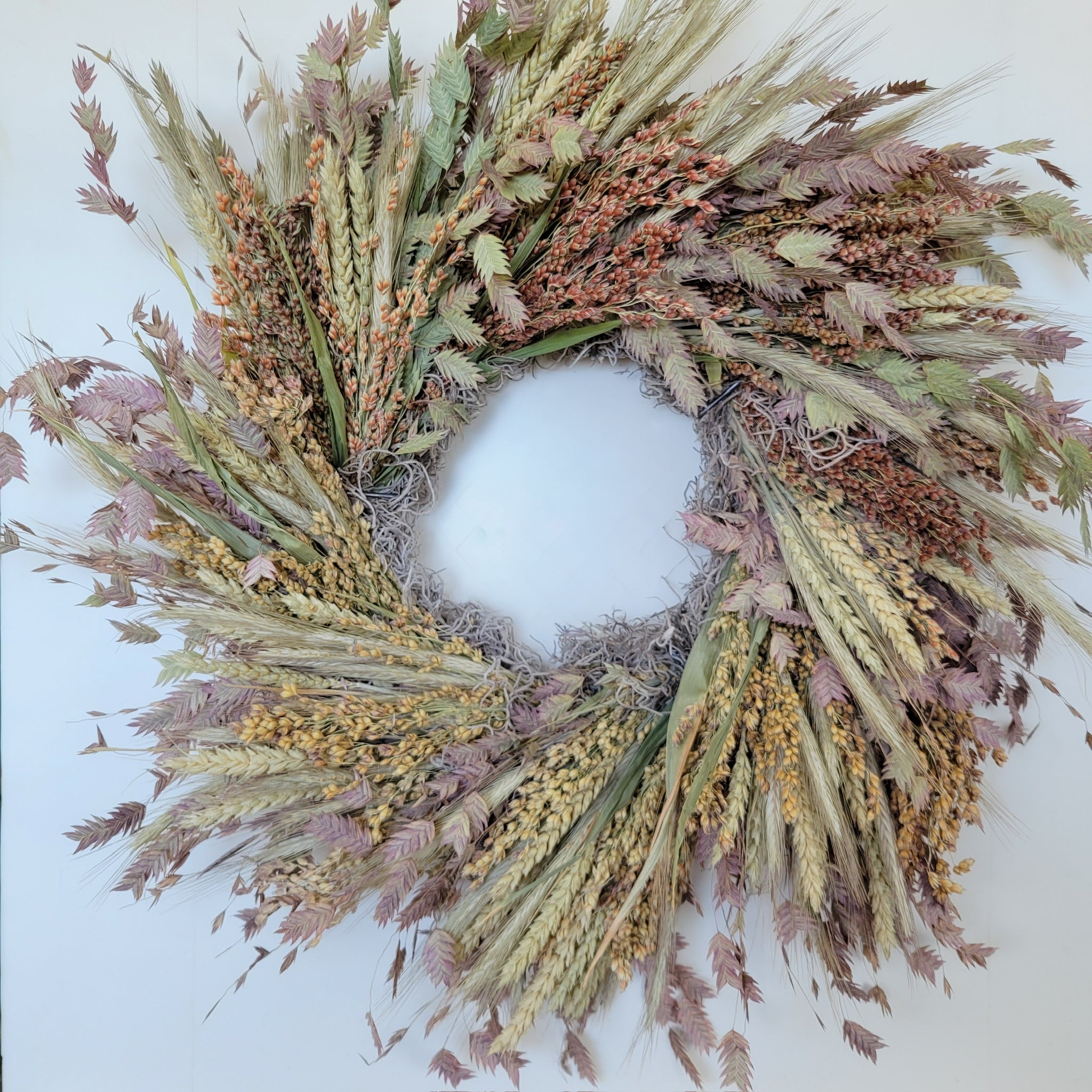 Handmade Dried Flower Wreath - Grains