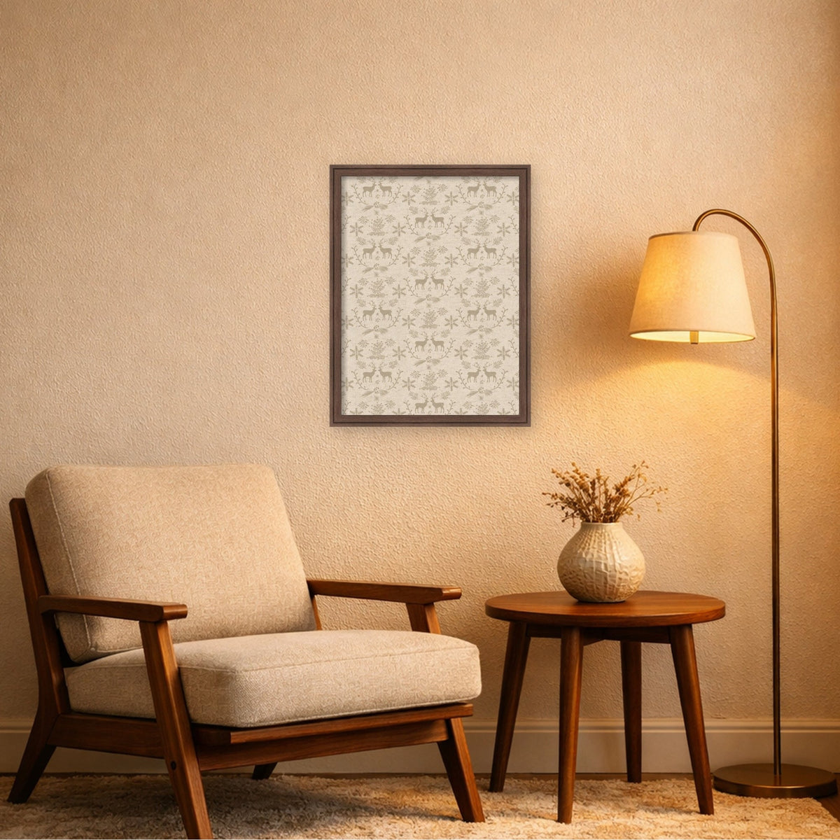 Framed Fabric Magnetic Board Reindeer Linen Wall Organization