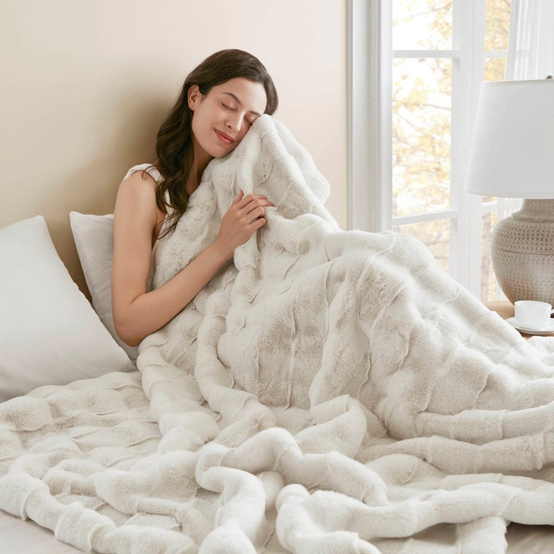 Vivienne Faux Fur Throw - Ivory