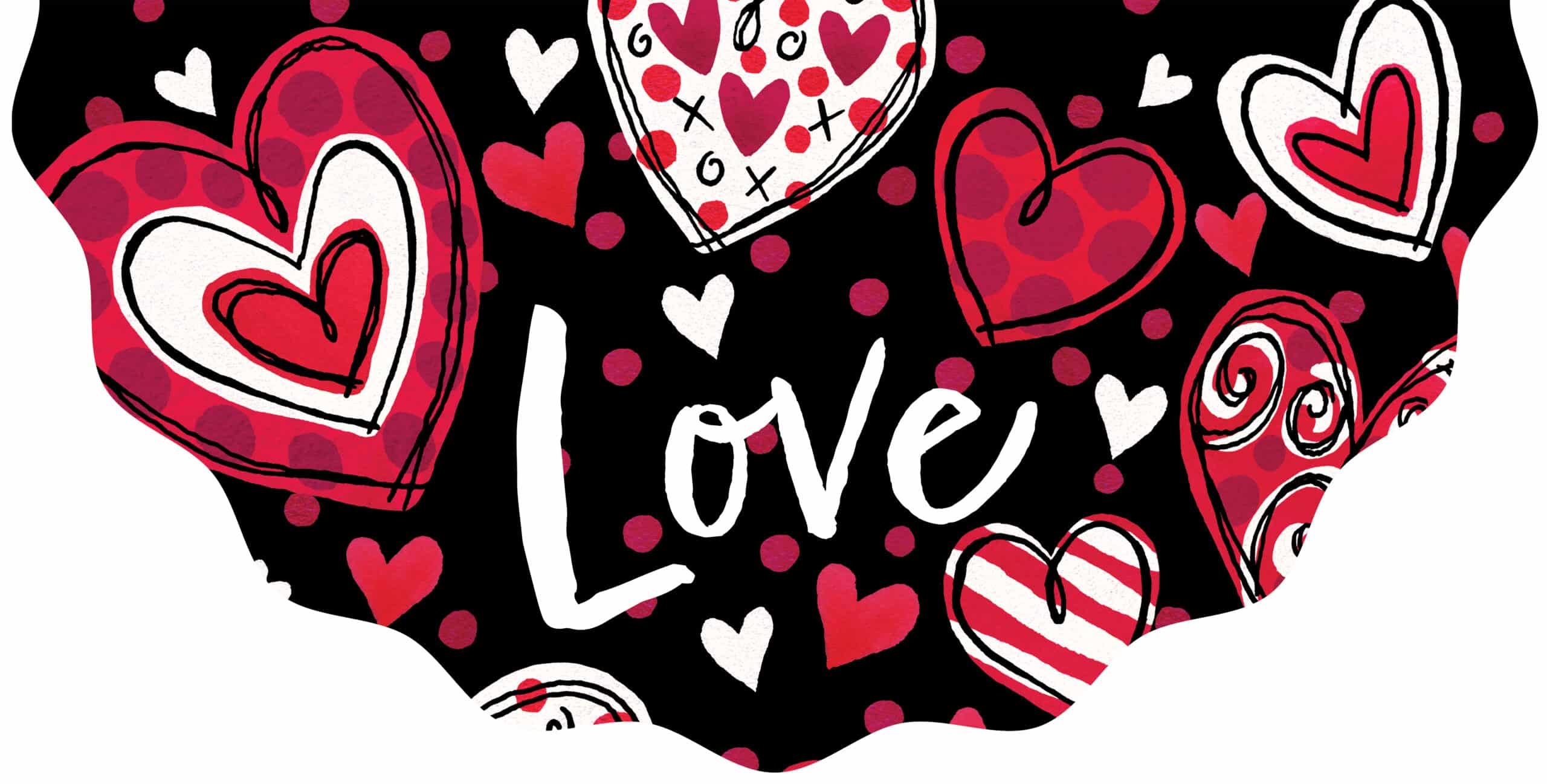 Vinyl Bunting-Black and Red Hearts