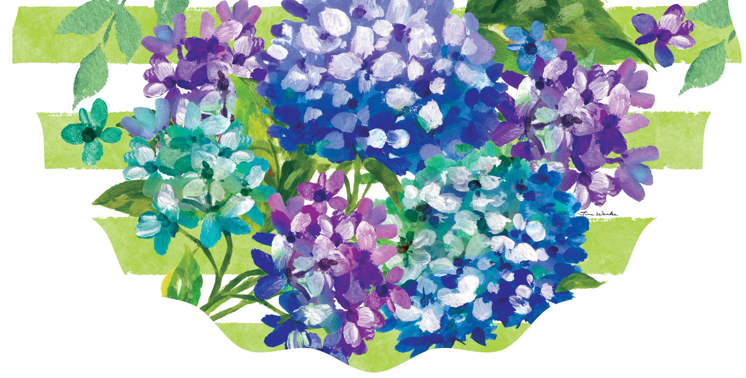 Vinyl Bunting-Striped Hydrangeas