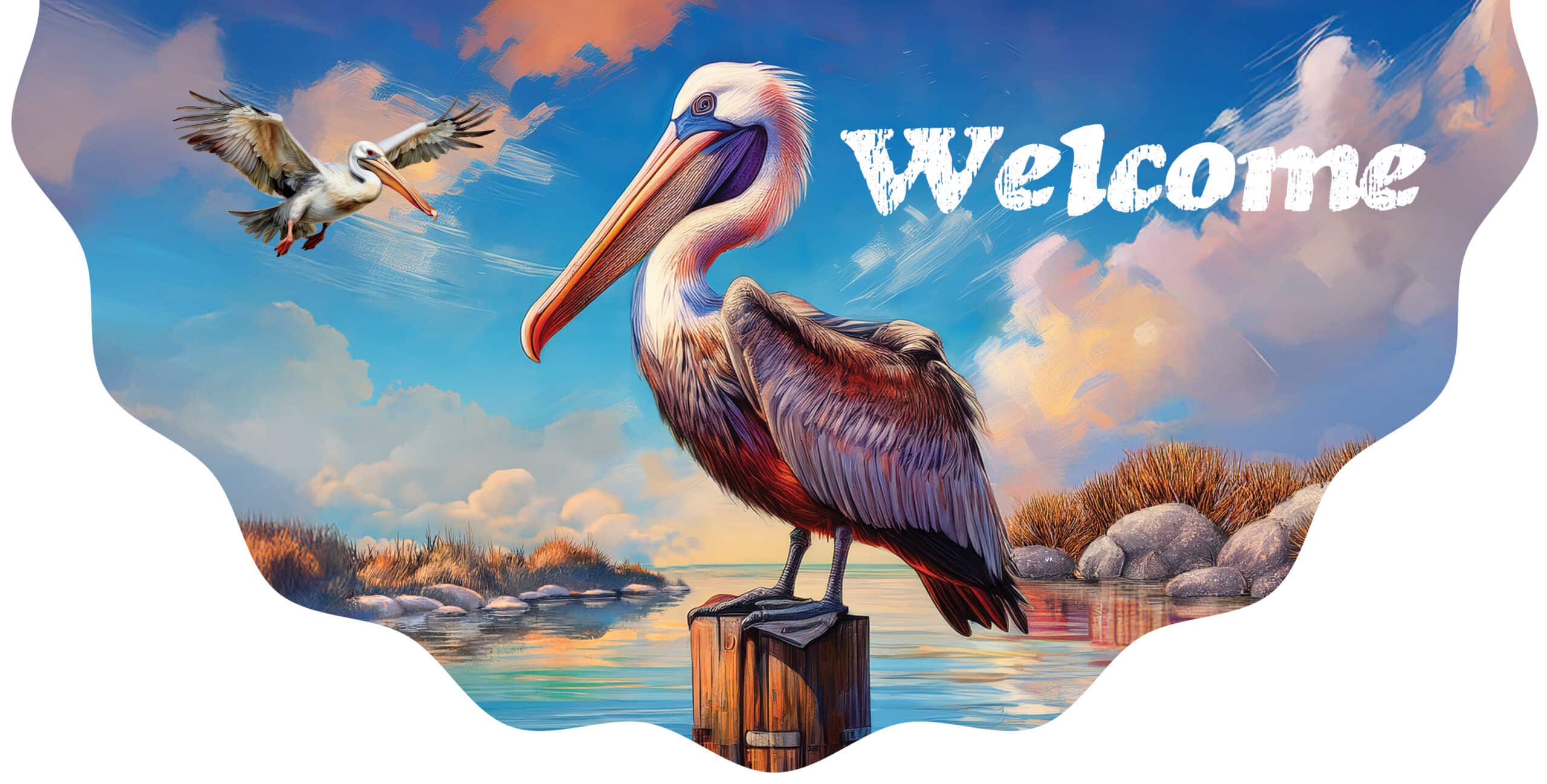 Vinyl Bunting-Pelican on Post
