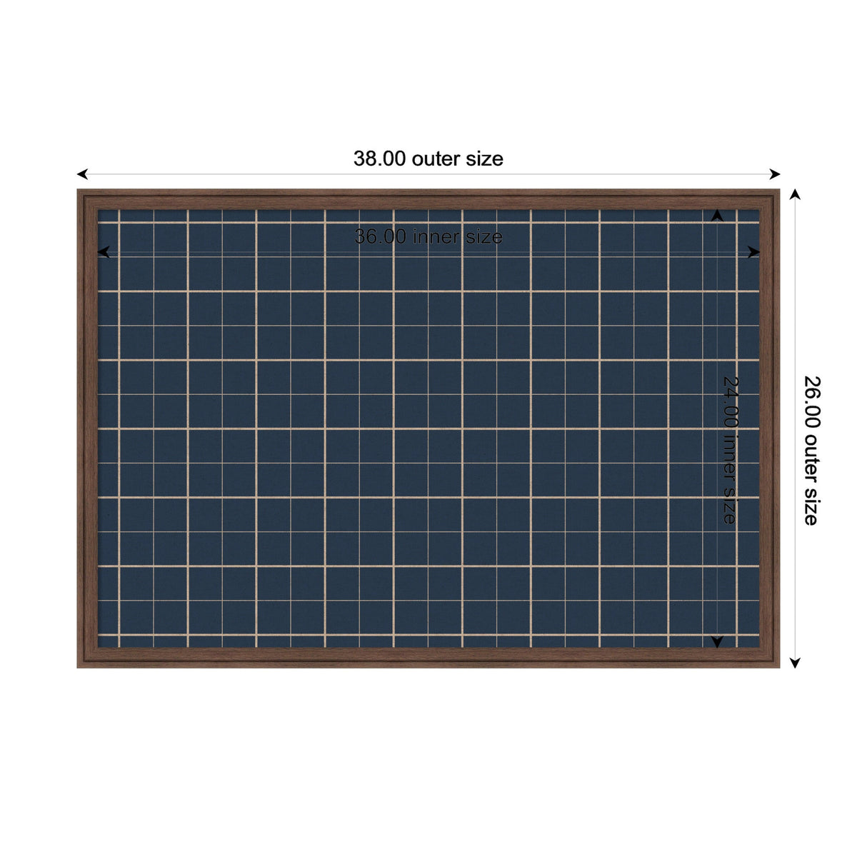 Framed Fabric Pinboard Navy Blue Plaid Wall Organization