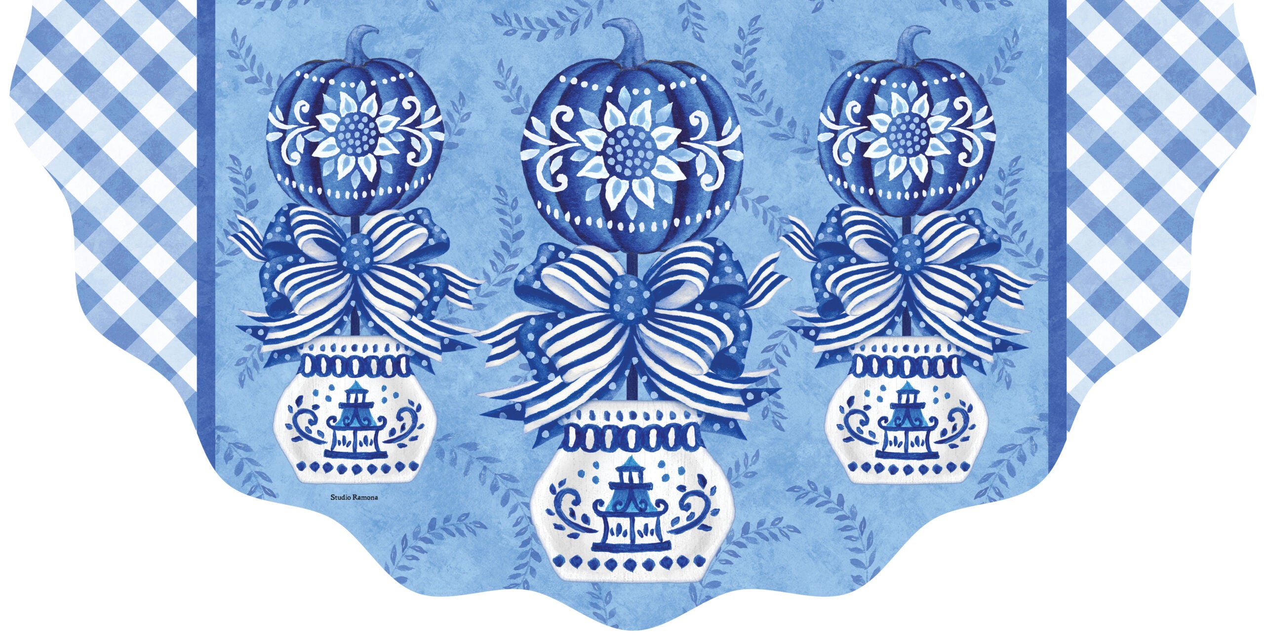 Chinoiserie Pumpkin Topiary-Vinyl Bunting