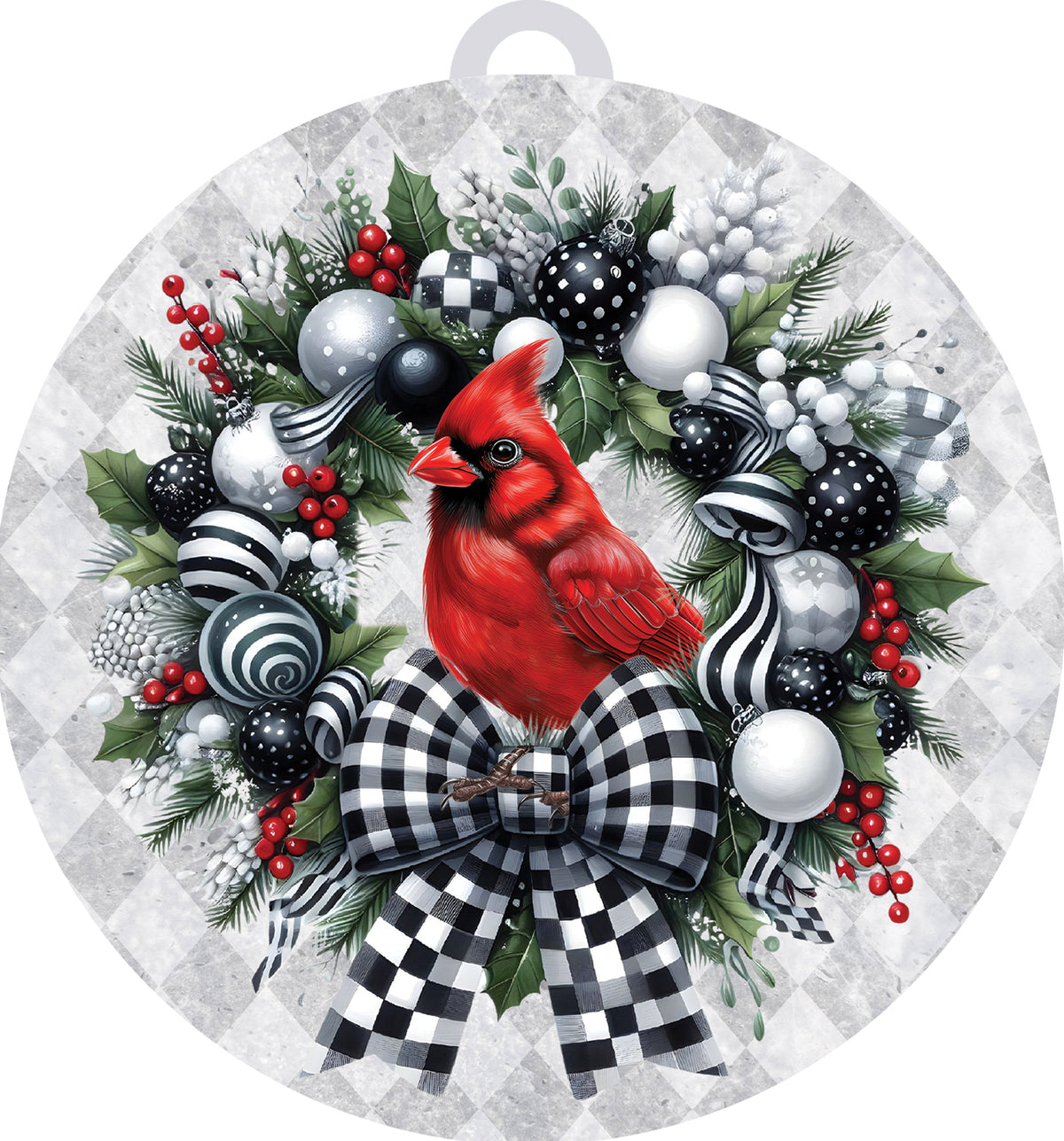 B&W Cardinal Wreath- Large Hang Around