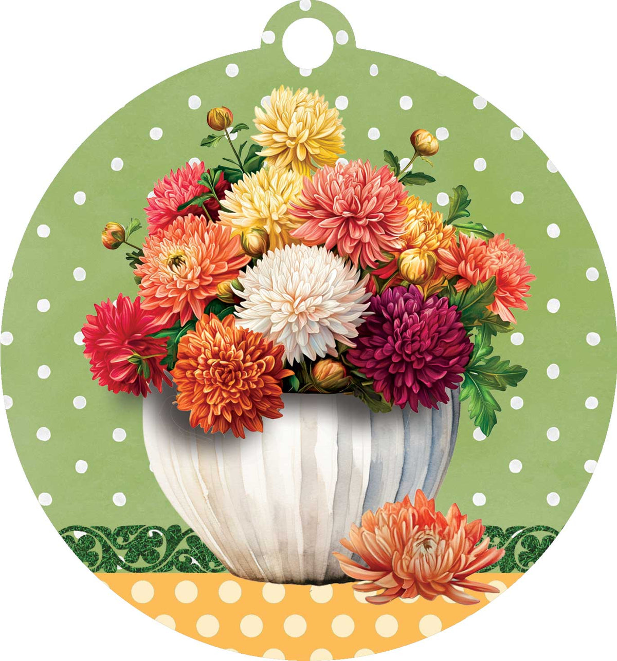 Mums in White Vase-LG Hang Around