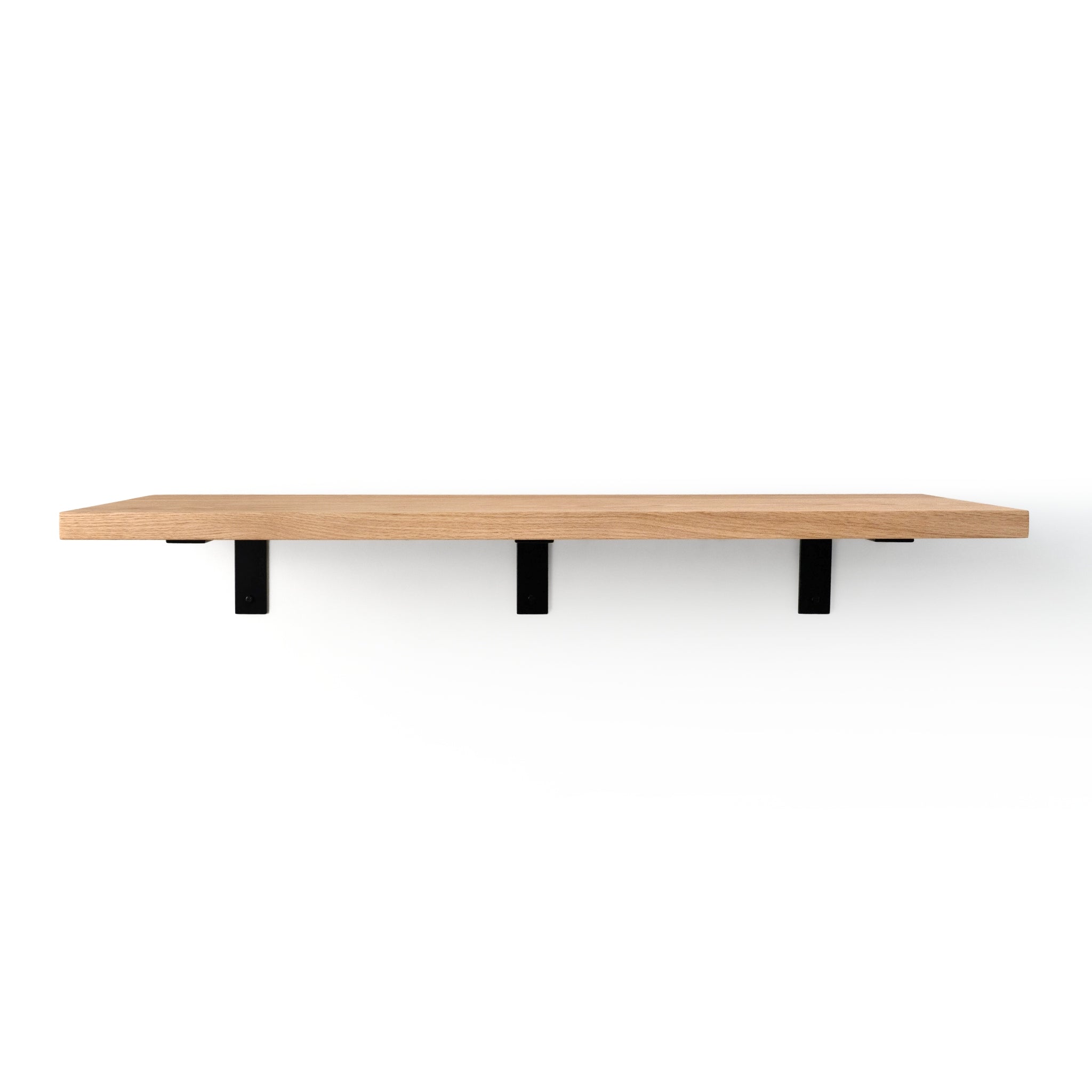 Deep Shelf with Black Steel L Brackets