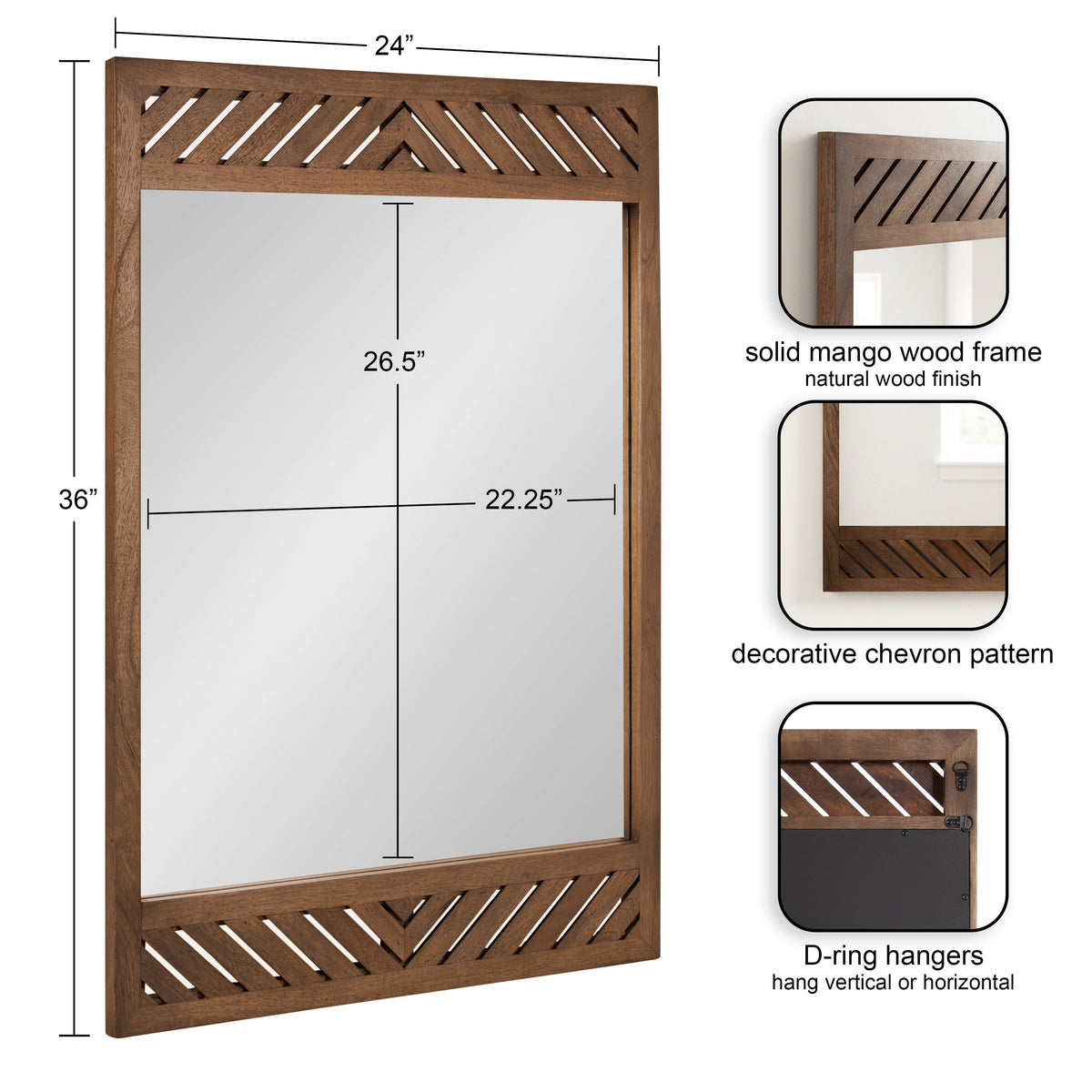 Mezzeta Wood Rectangle Wall Mirror