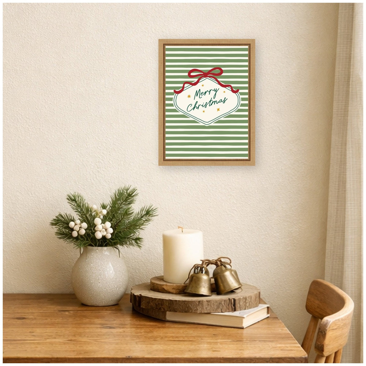 Merry Christmas Ornament by Lucky Guava Framed Canvas Wall Art Print
