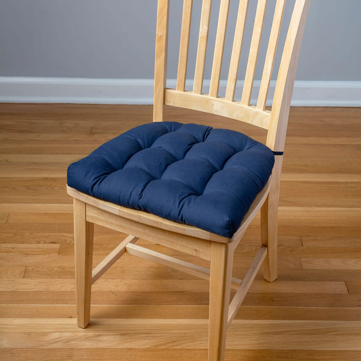 Cotton Duck Navy Blue Solid Color Dining Chair Pads - Made in USA - 100% Cotton - Machine Washable