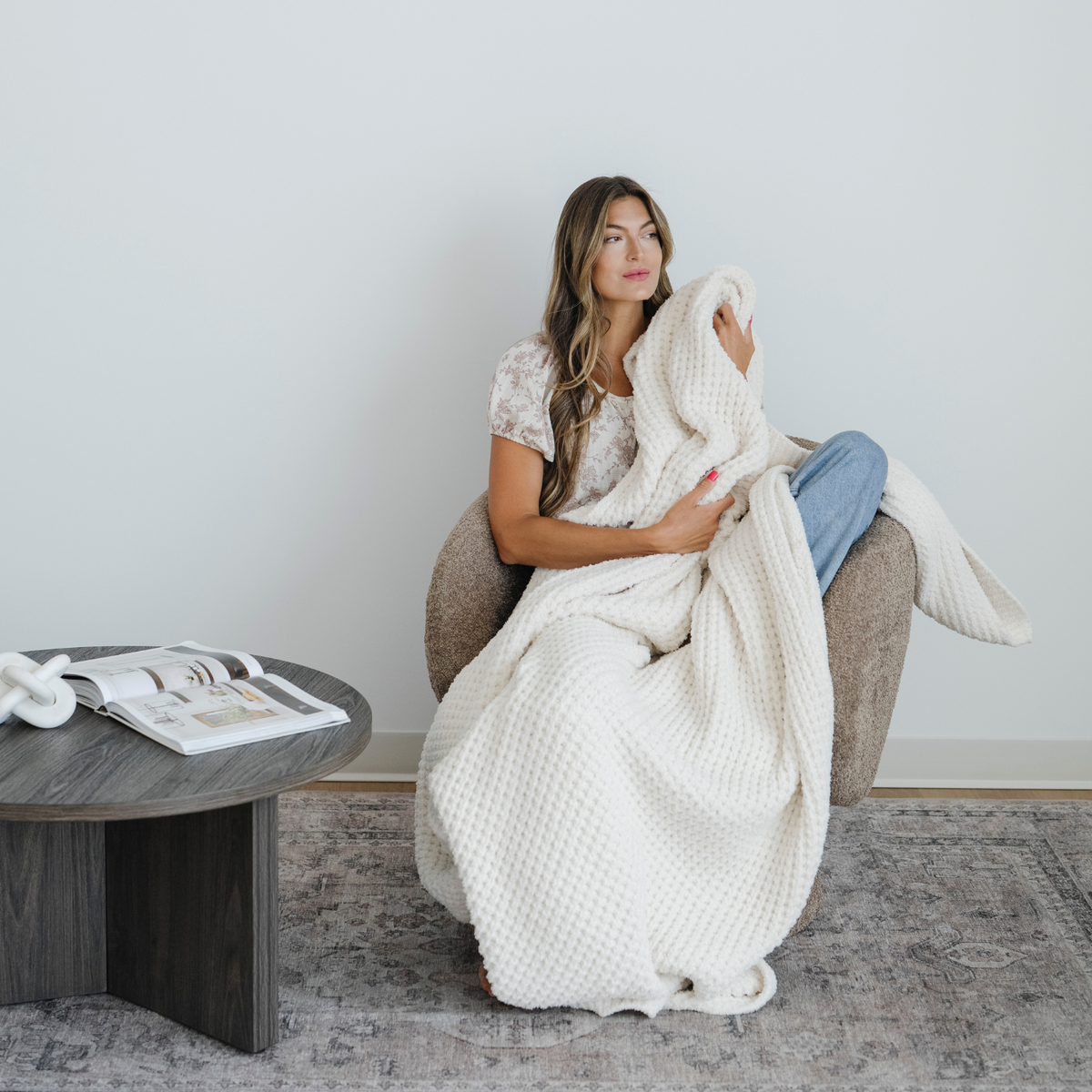 WAFFLE KNIT THROW BLANKETS