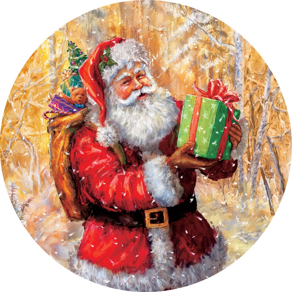 Santa on Gold-Accent Magnet