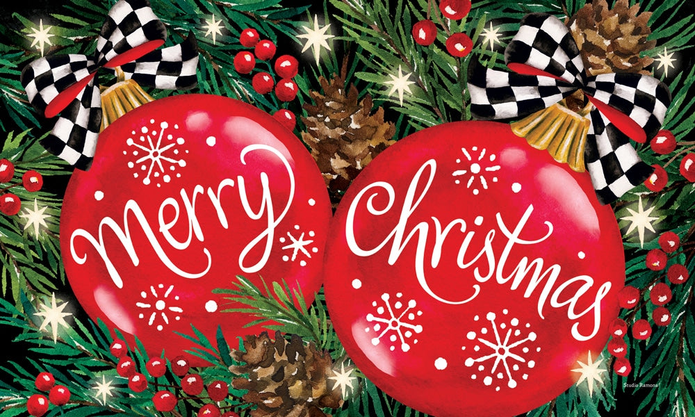 Red Ornaments-Floor Mat