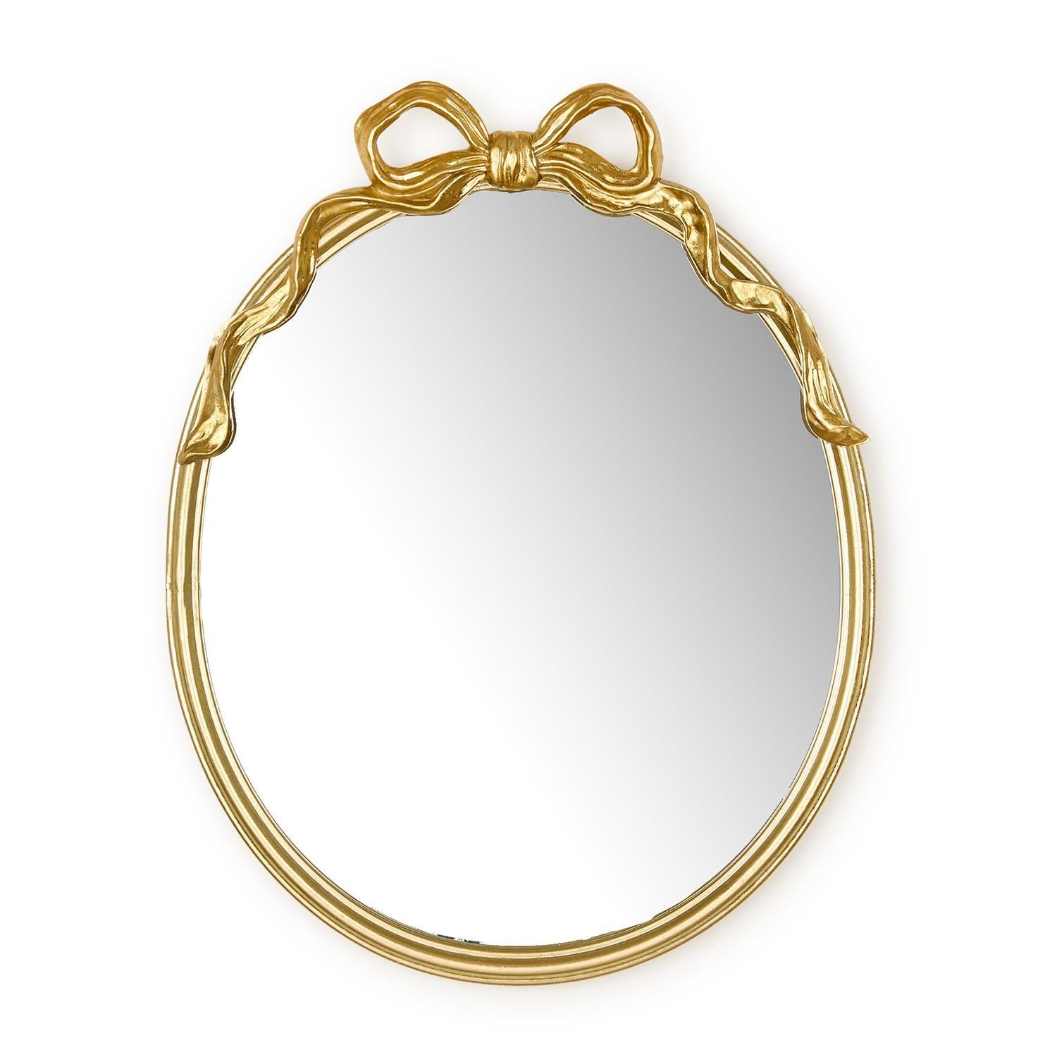 Gold Oval Mirror with Accent Bow