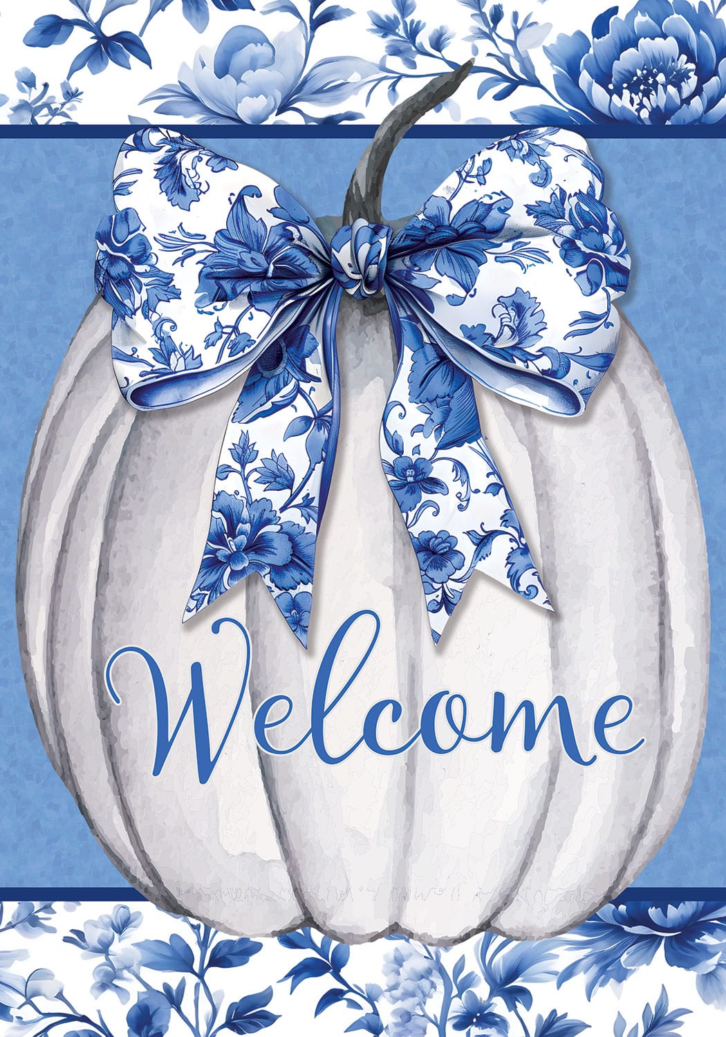 Blue & White Pumpkin-Flag