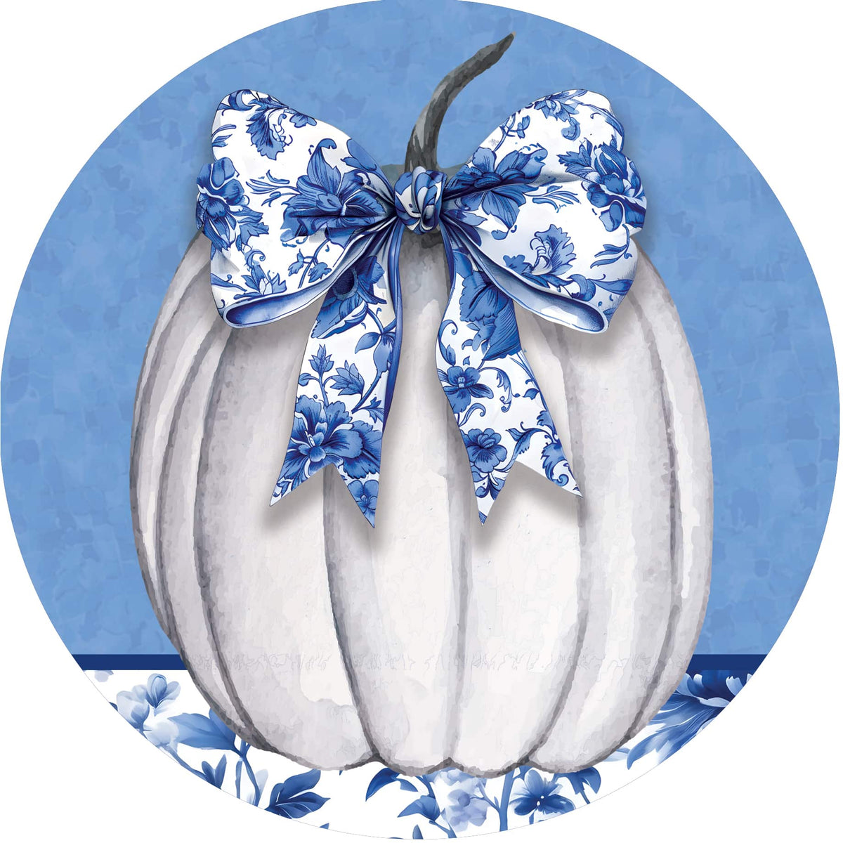 Blue & White Pumpkin-Accent Magnet