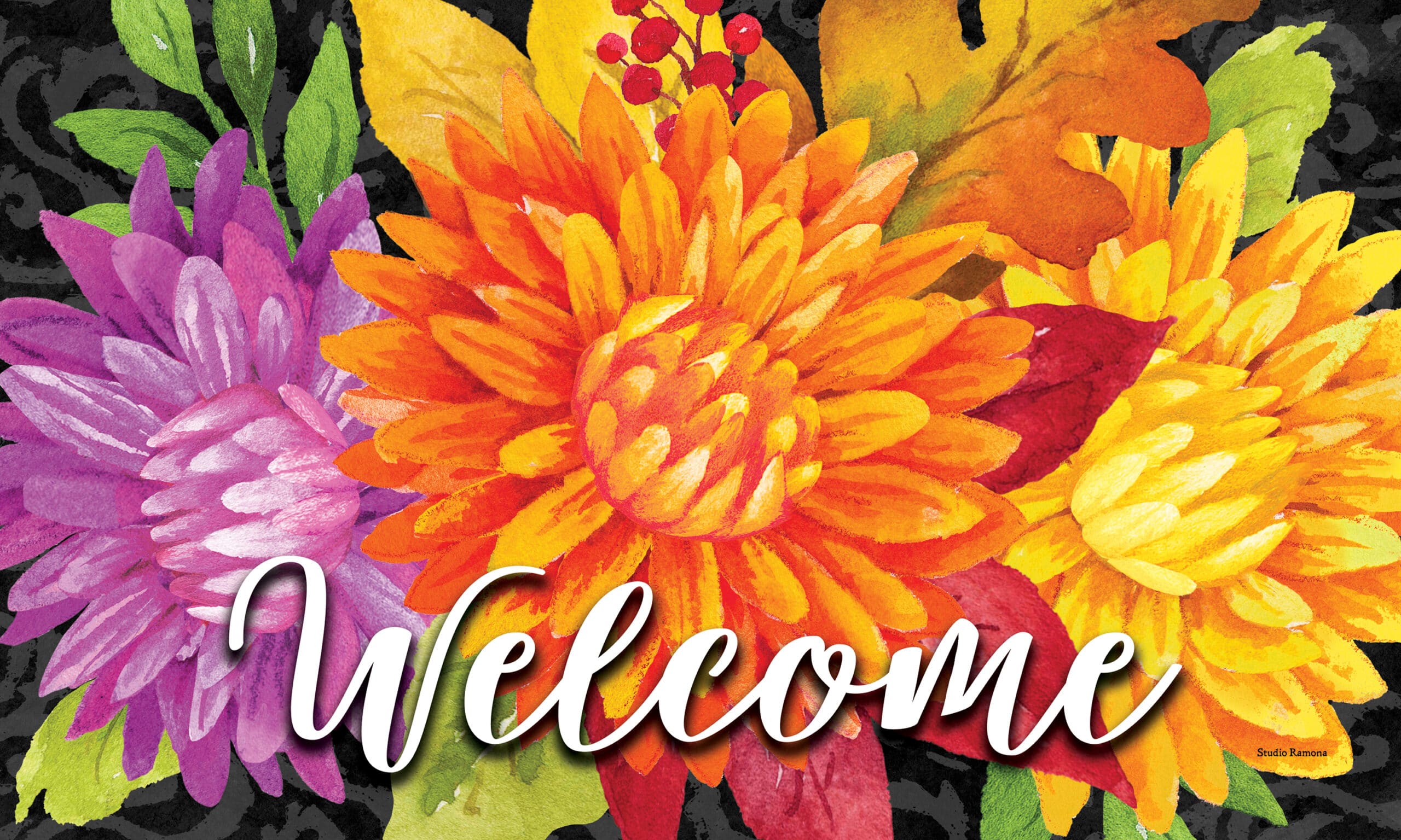 Vibrant Mums-Floor Mat