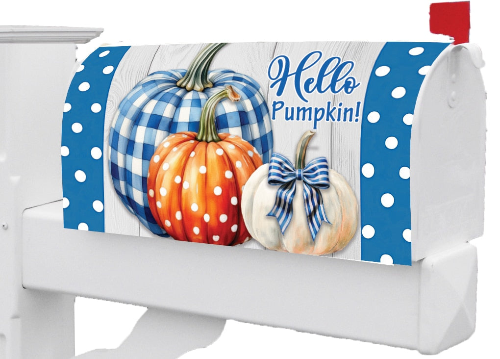 Gingham Pumpkin Stack- Mailbox Makeover