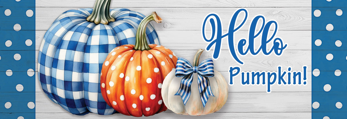 Gingham Pumpkin Stack- Signature Sign