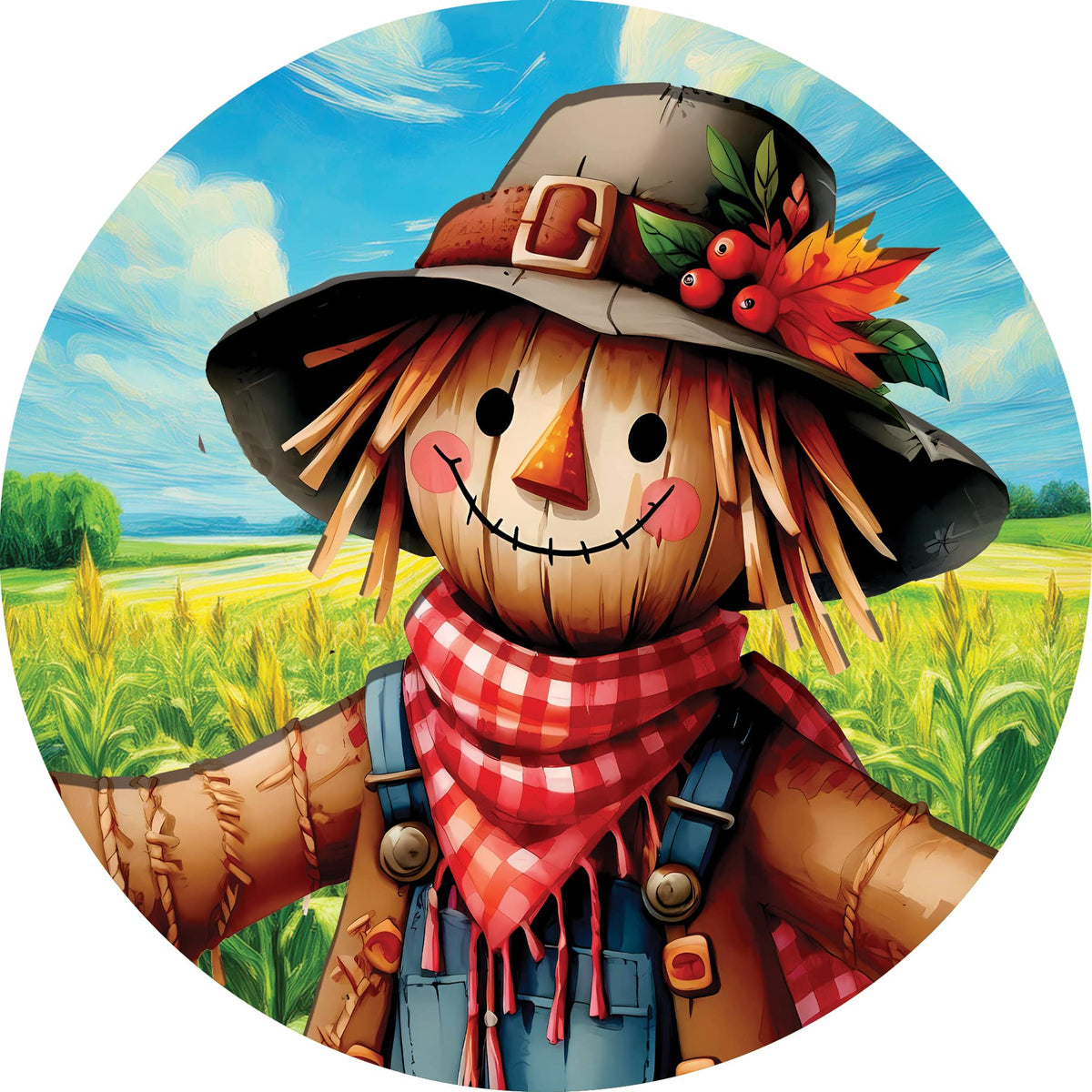 Scarecrow & Pumpkins-Accent Magnet