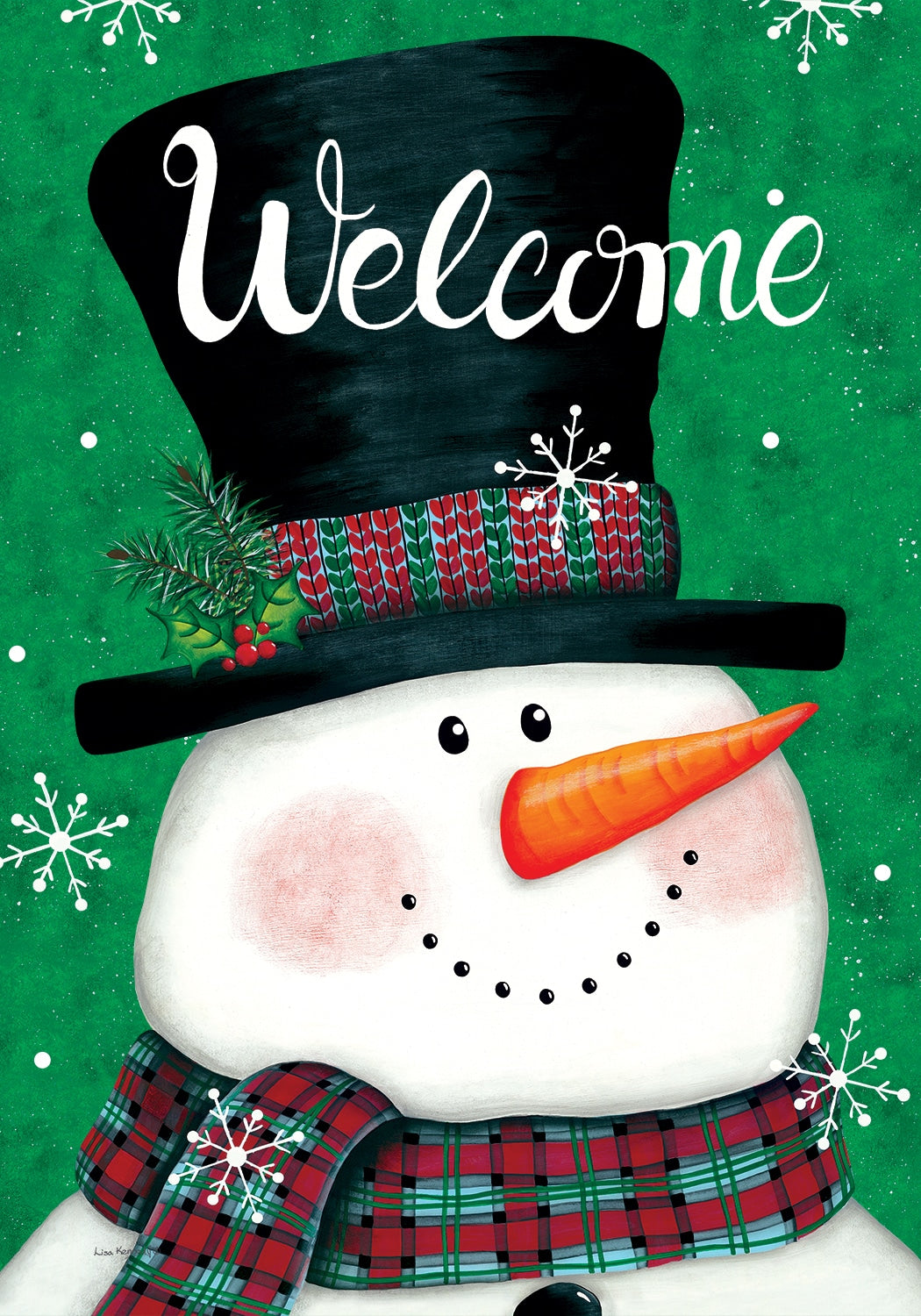 Snowman on Green-Flag