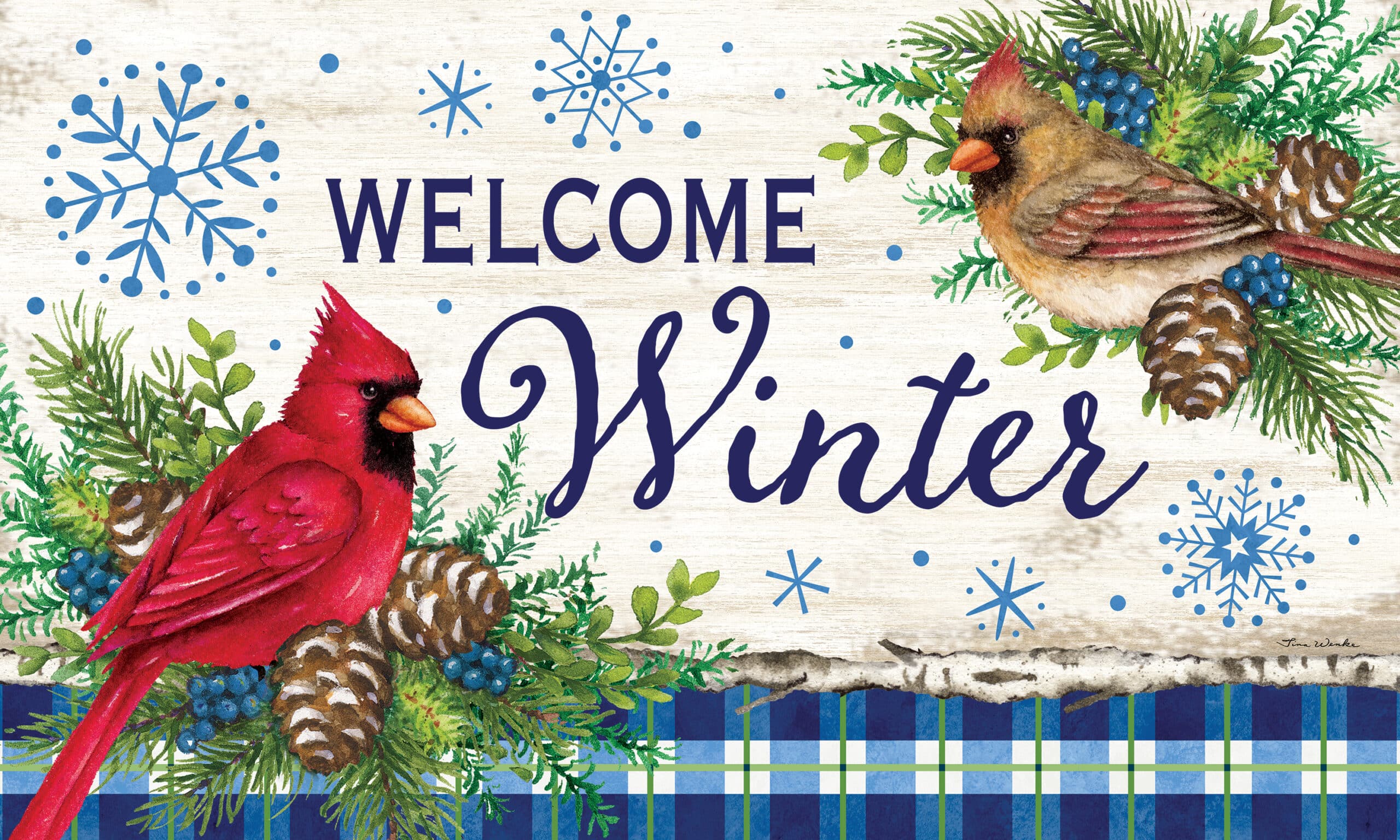 Winter Cardinals-Floor Mat