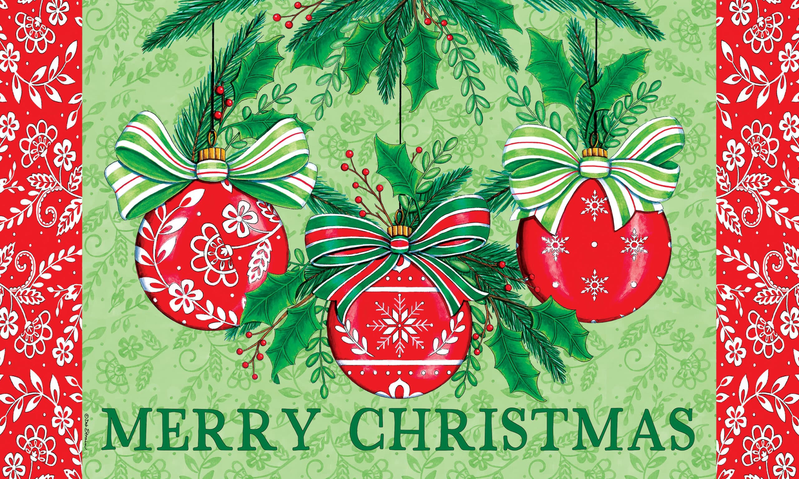 Red Ornaments-Floor Mat