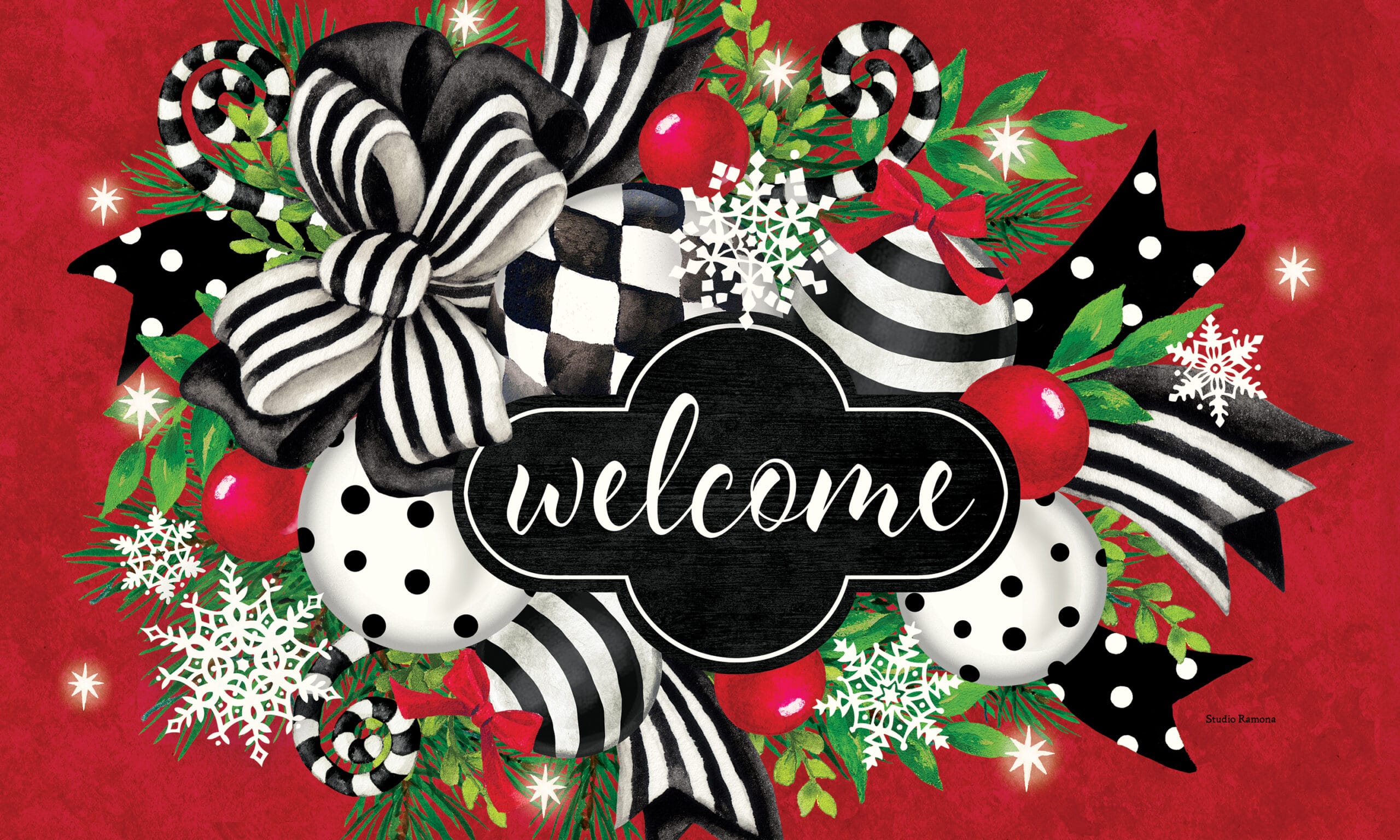 Black & White Swag-Floor Mat