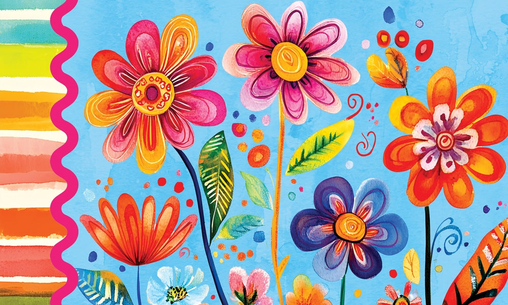 Floor Mat-Funky Flowers