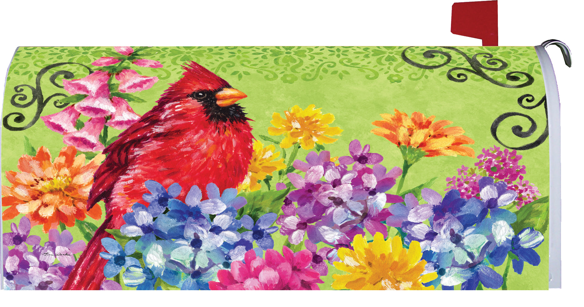 Cardinal with Flowers-Mailbox Makeover