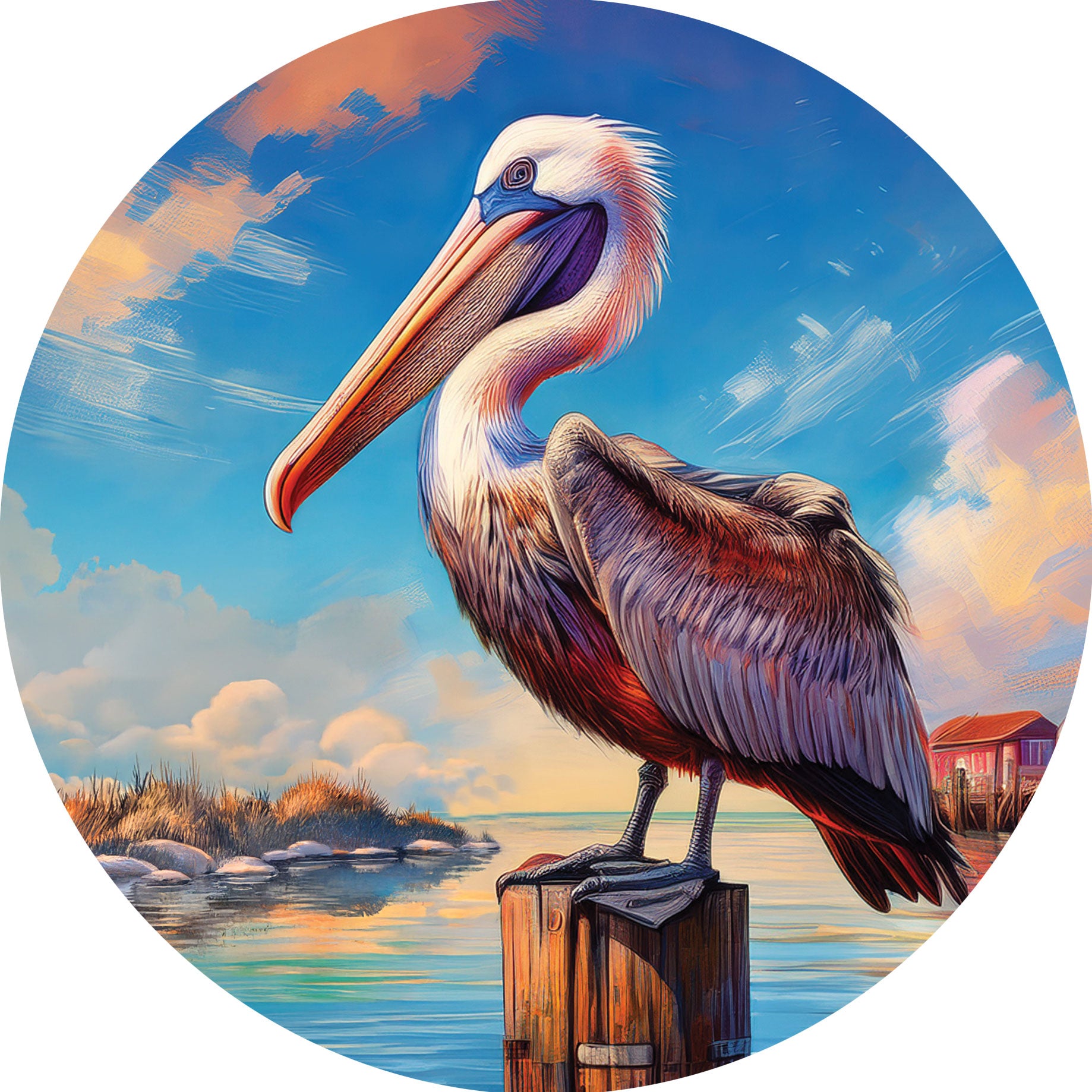 Pelican on Post-Stepping Stone