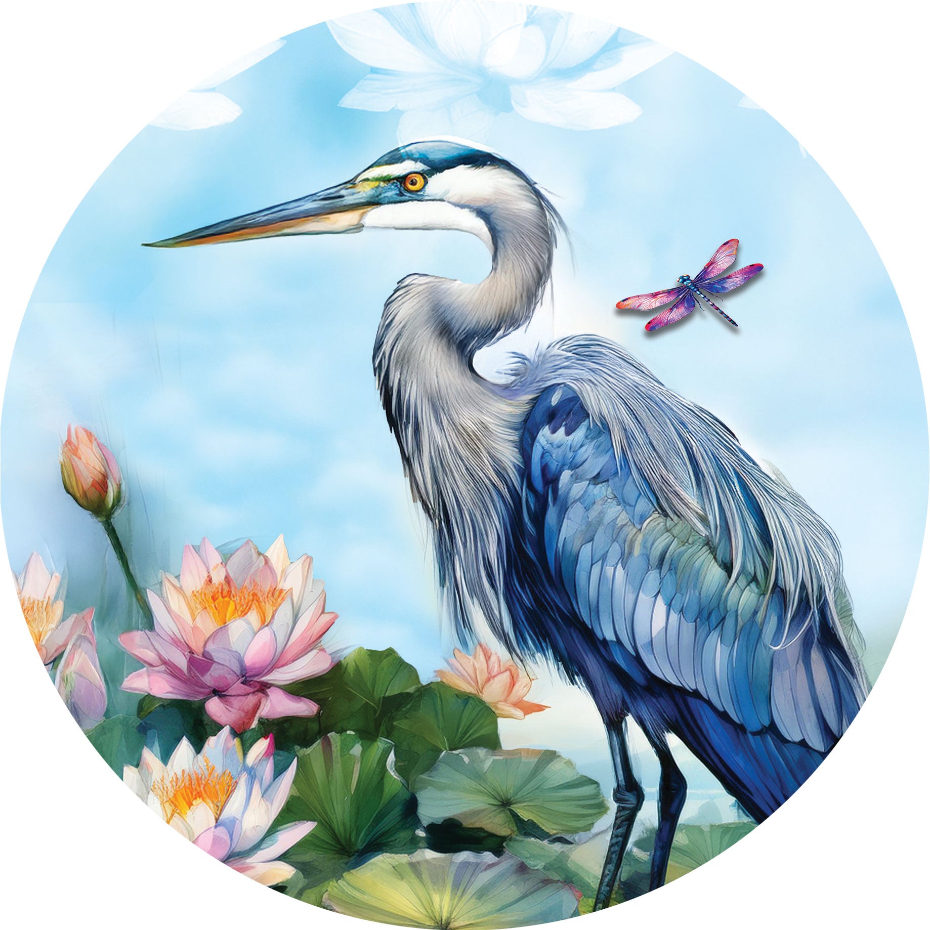 Heron and Lilies-Accent Magnet