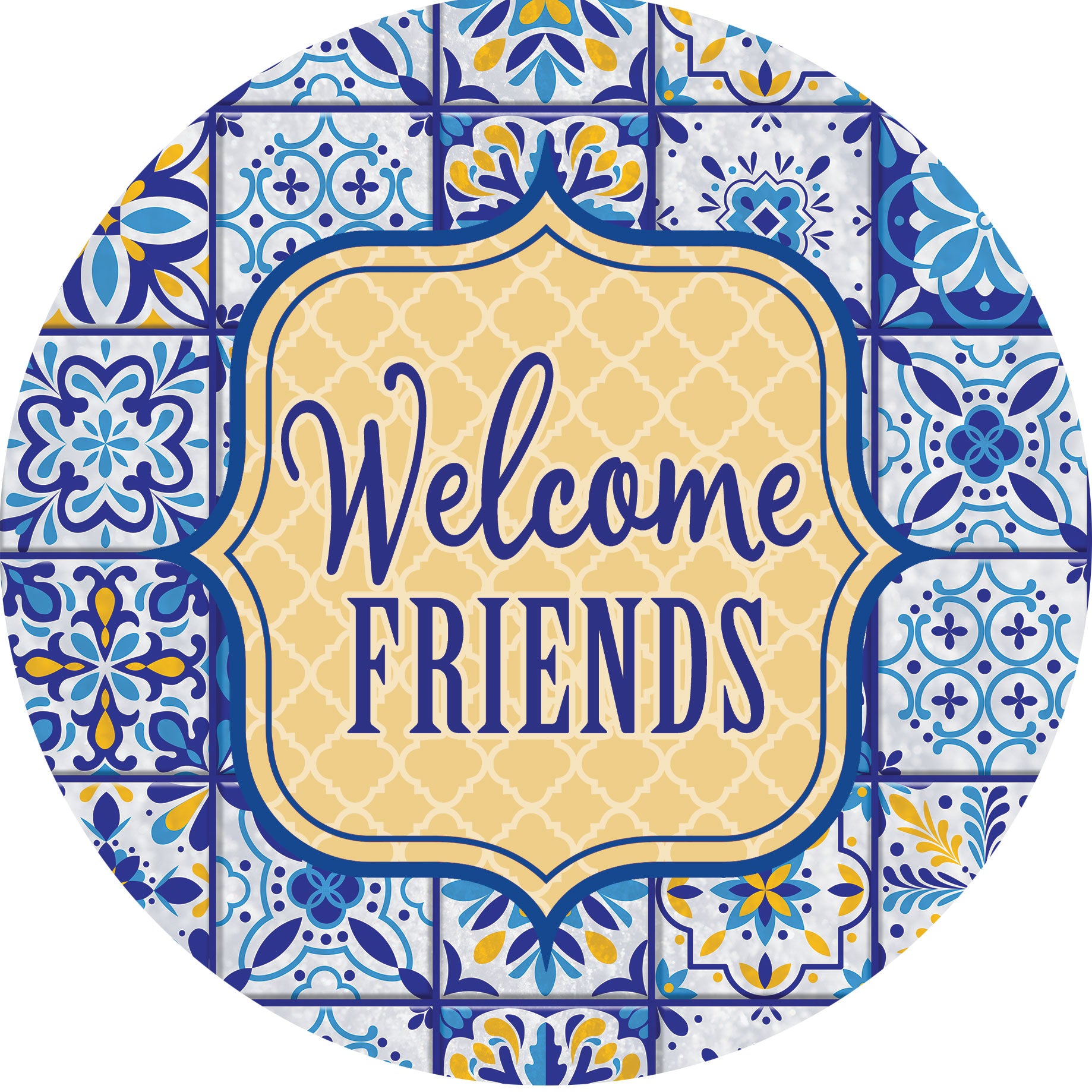 Blue and Yellow Tile-Accent Magnet