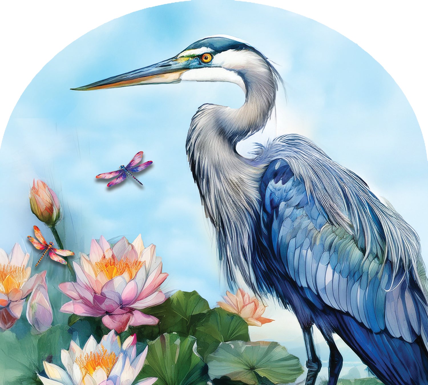 Heron and Lilies-Arbor Mate