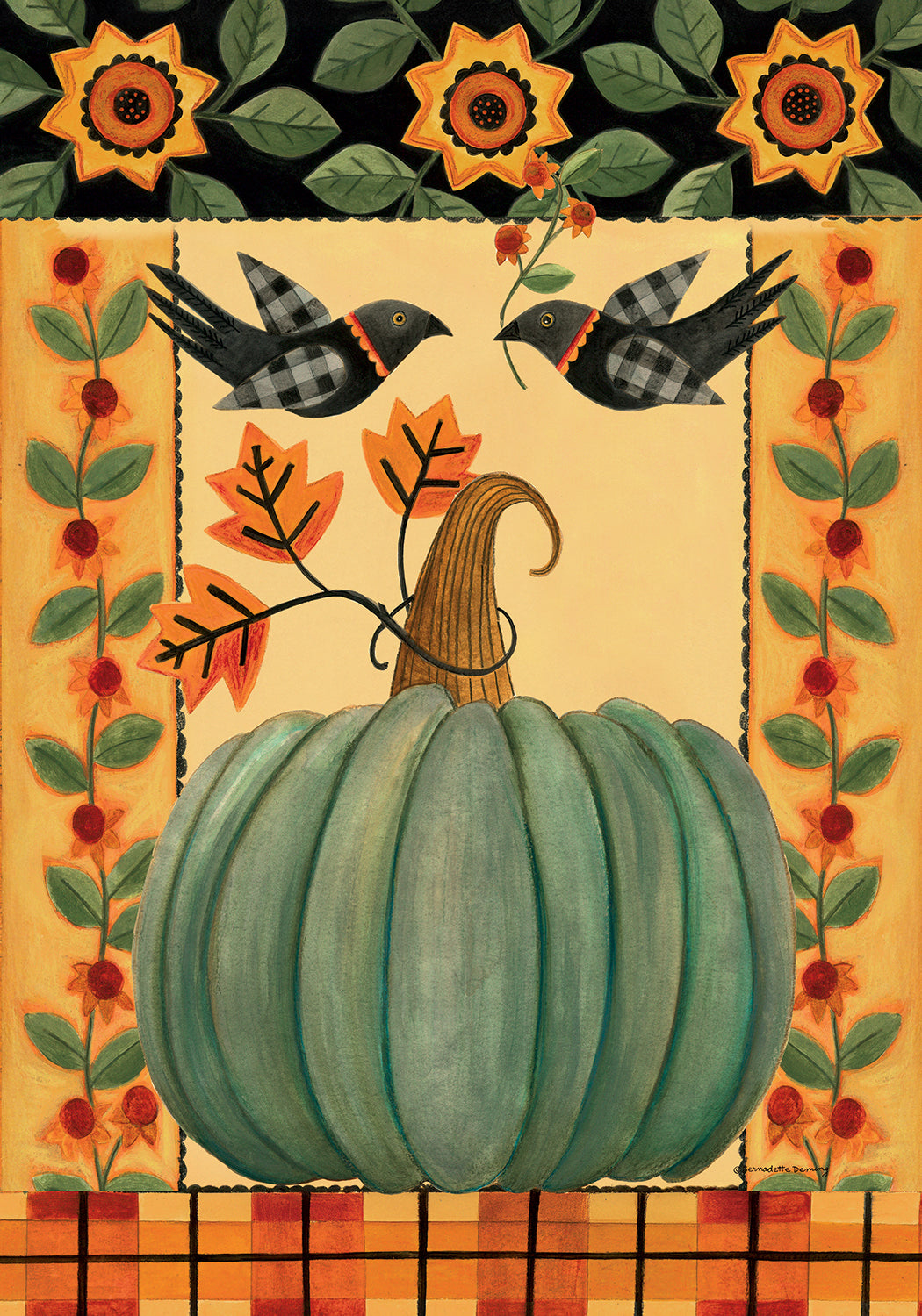 Folk Art Pumpkin-Flag