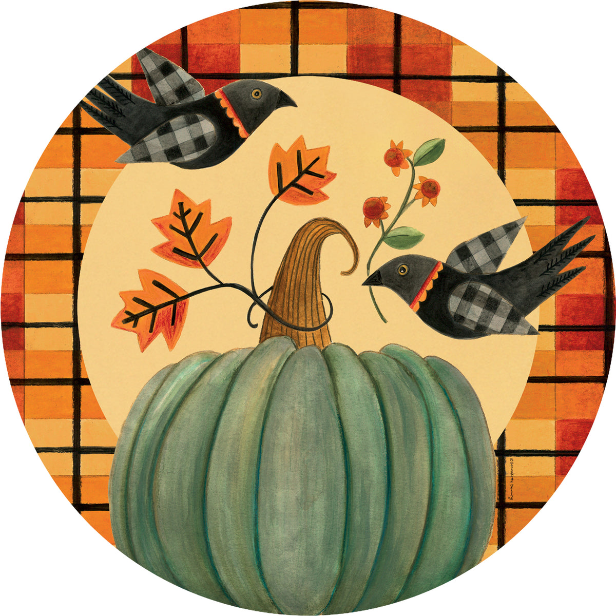 Folk Art Pumpkin- Accent Magnet