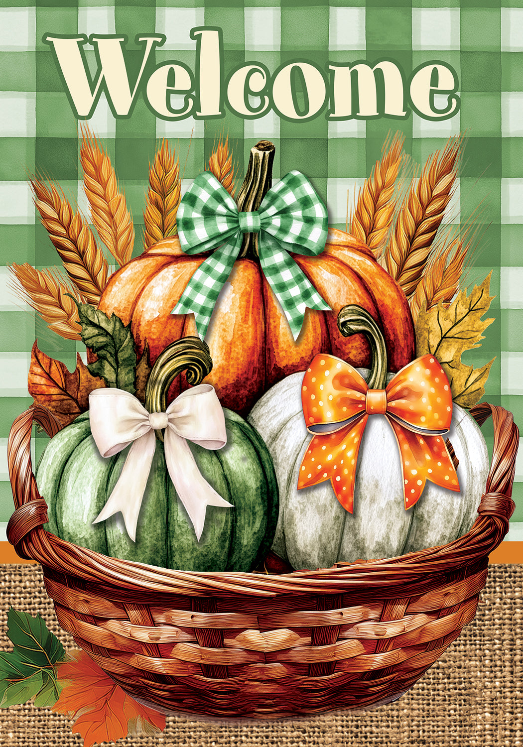 Pumpkin Bows Basket-Flag