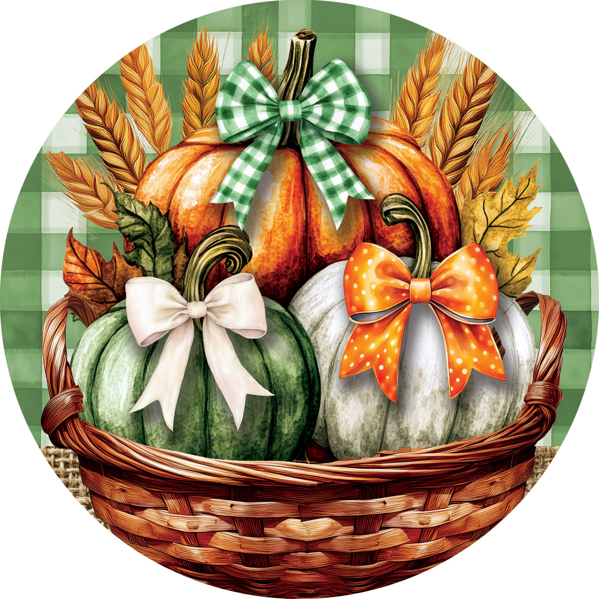 Pumpkin Bows Basket-Accent Magnet