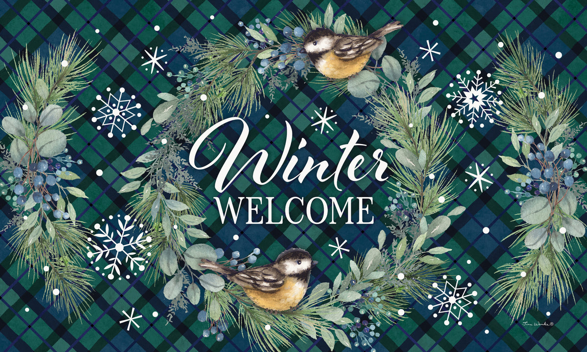 Chickadee Wreath- Floor Mat