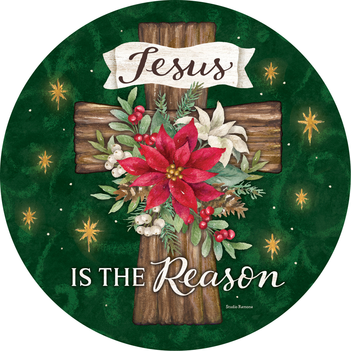 Poinsettia Cross-Stepping Stone