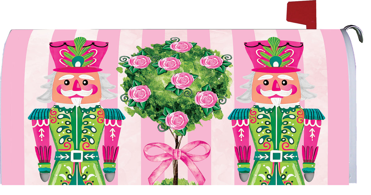 Pink-Green Nutcrackers-Mailbox Makeover